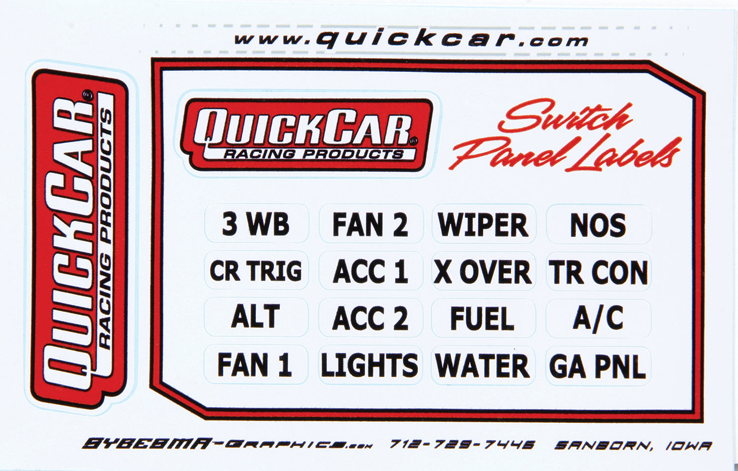 Quickcar Racing 50-004 Switch Panel Stickers Small Ignition Panels Quickcar Racing 50-004