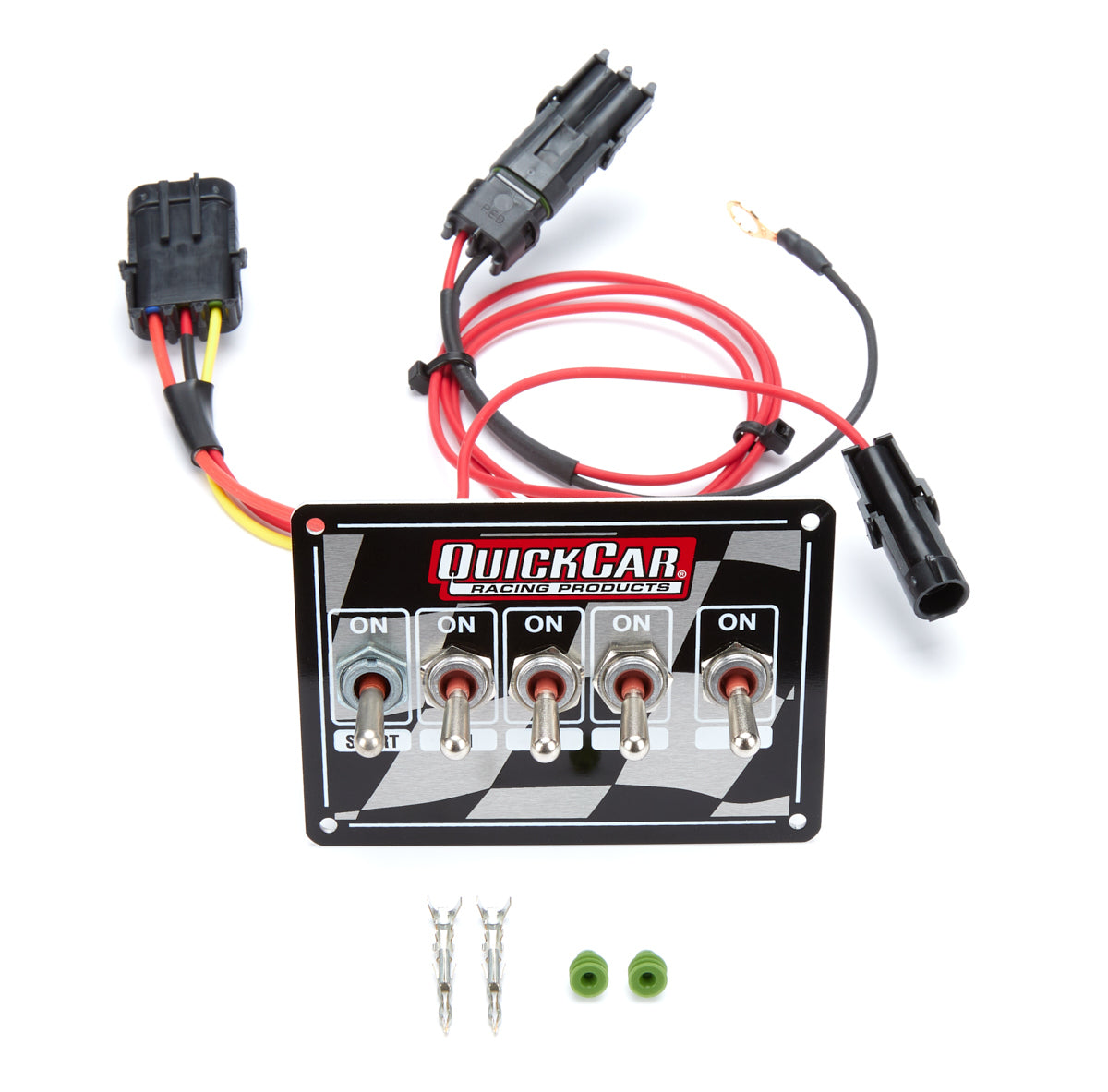 Quickcar Racing 50-1731 Ignition Panel - Single Ing. w/Acc Switches Chck Quickcar Racing 50-1731