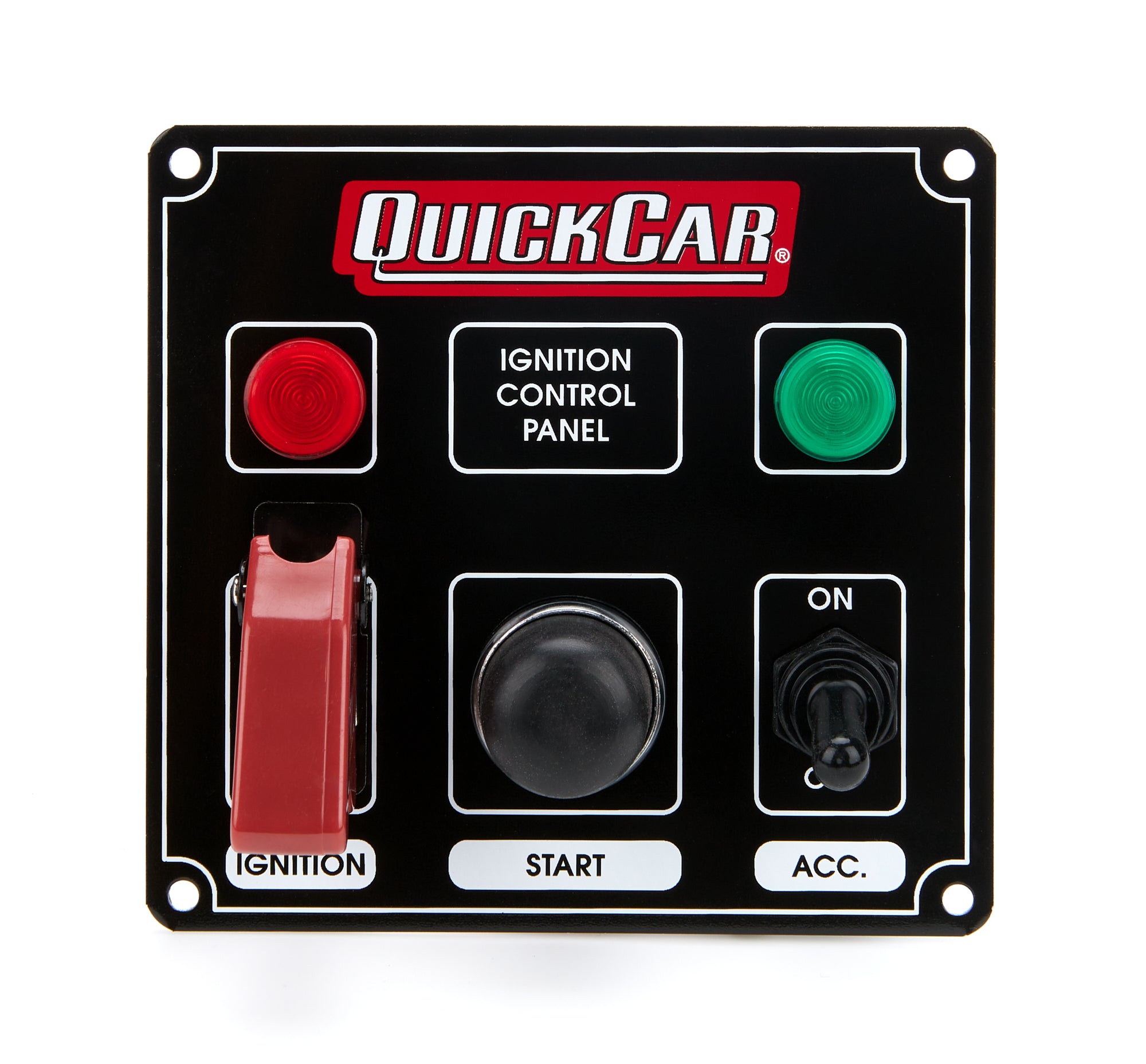 Quickcar Racing 50-823 Ignition Panel Black w/ 2 Acc. & Lights Quickcar Racing 50-823