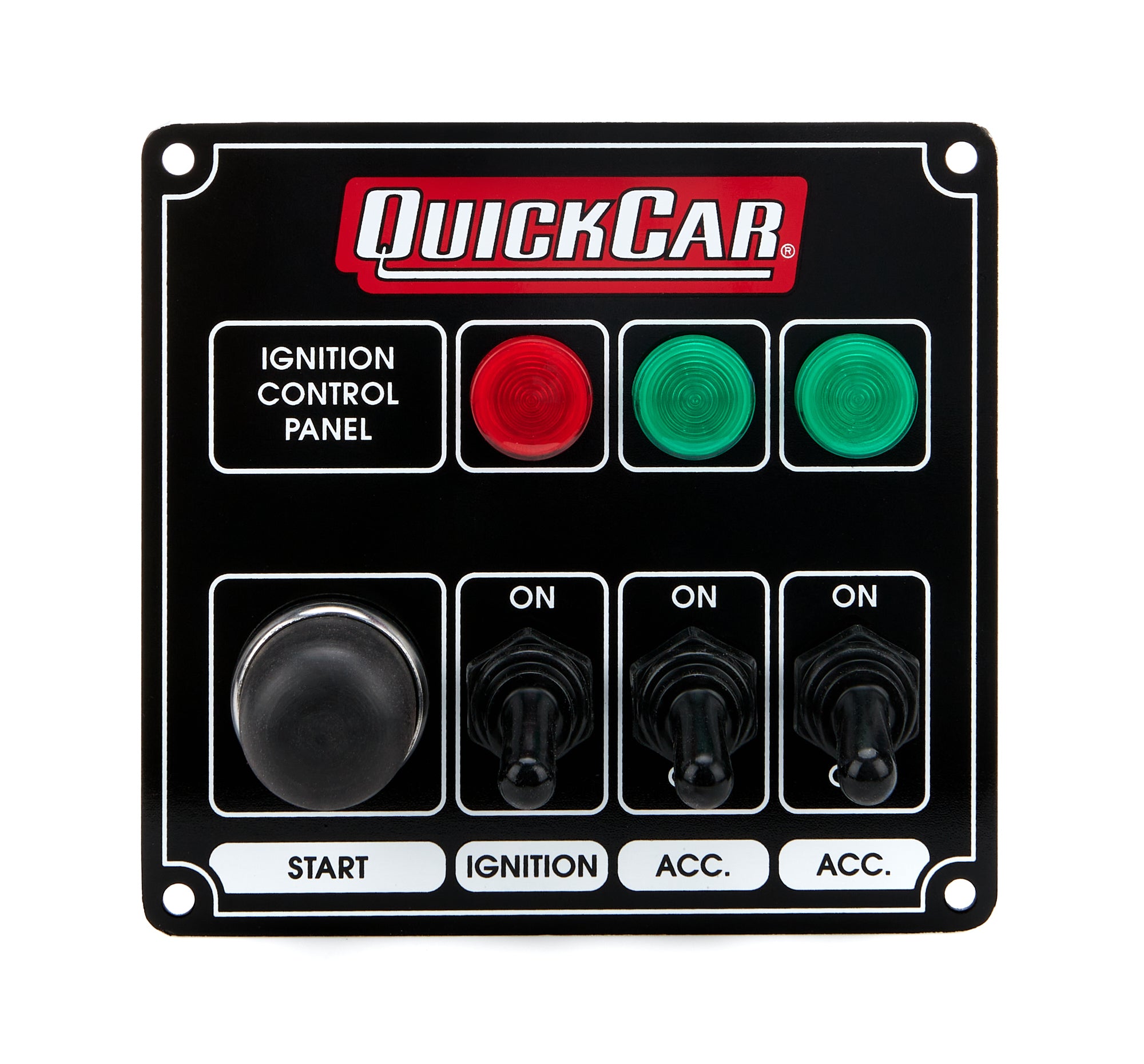 Quickcar Racing 50-825 Ignition Panel Black w/ 2 Acc. & Lights Quickcar Racing 50-825