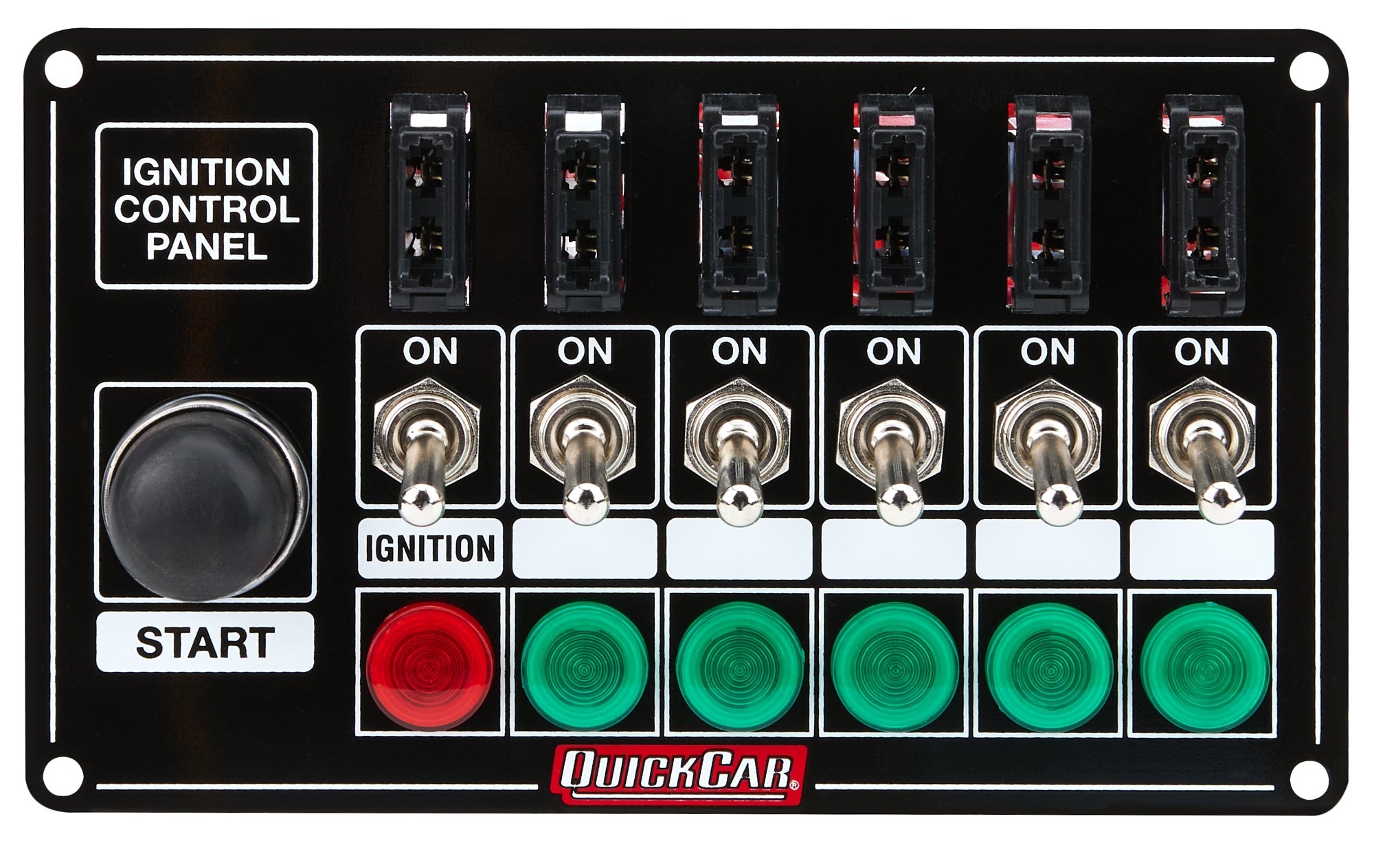 Quickcar Racing 50-864 Ignition Panel Blk Fused w/Start But. & Lights Quickcar Racing 50-864