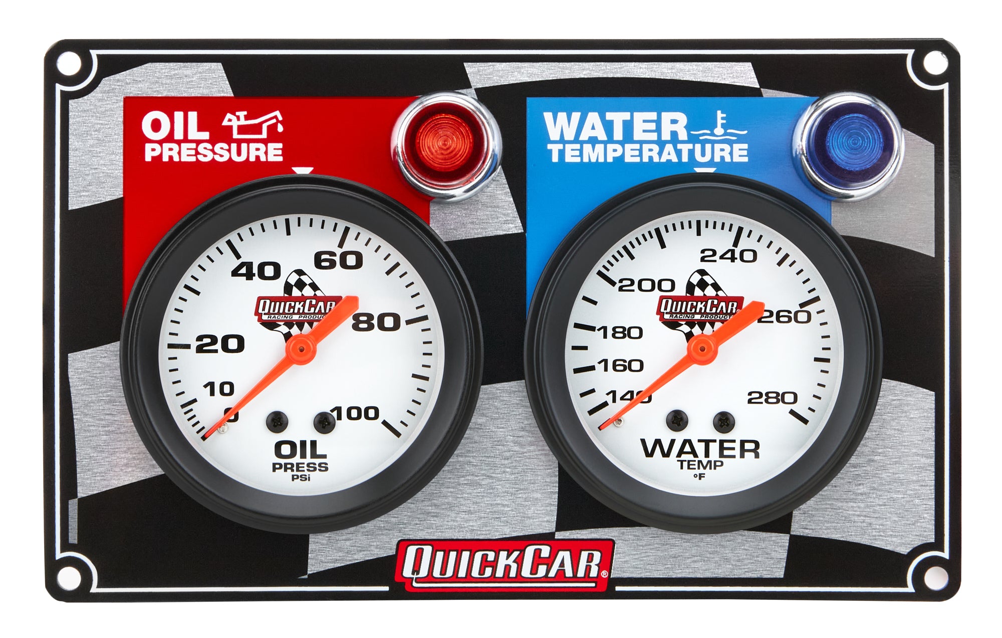 Quickcar Racing 61-6001 2 Gauge Panel OP/WT Quickcar Racing 61-6001
