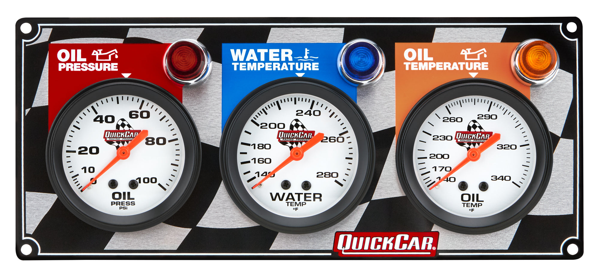 Quickcar Racing 61-6011 3 Gauge Panel OP/WT/OT Quickcar Racing 61-6011