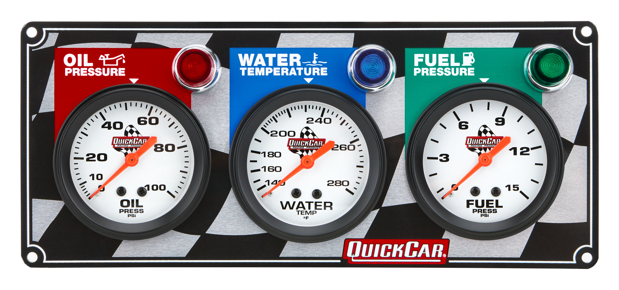 Quickcar Racing 61-6012 3 Gauge Panel OP/WT/FP Quickcar Racing 61-6012