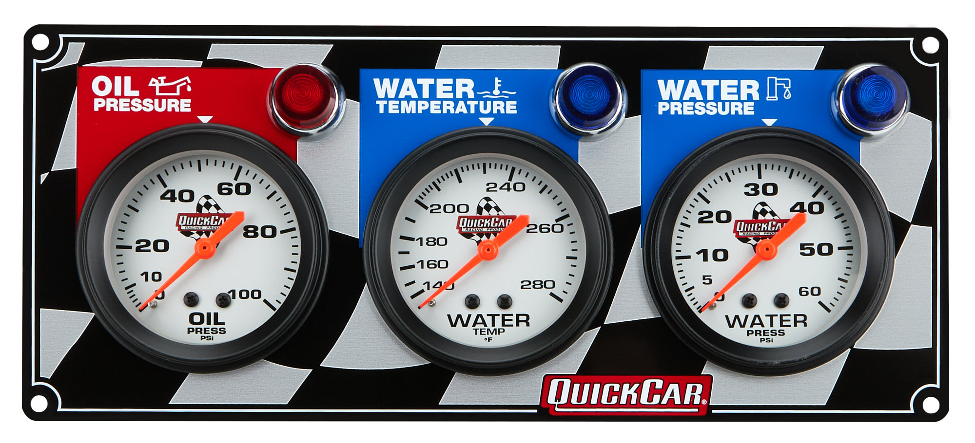 Quickcar Racing 61-6016 3 Gauge Panel OP/WT/WP Quickcar Racing 61-6016