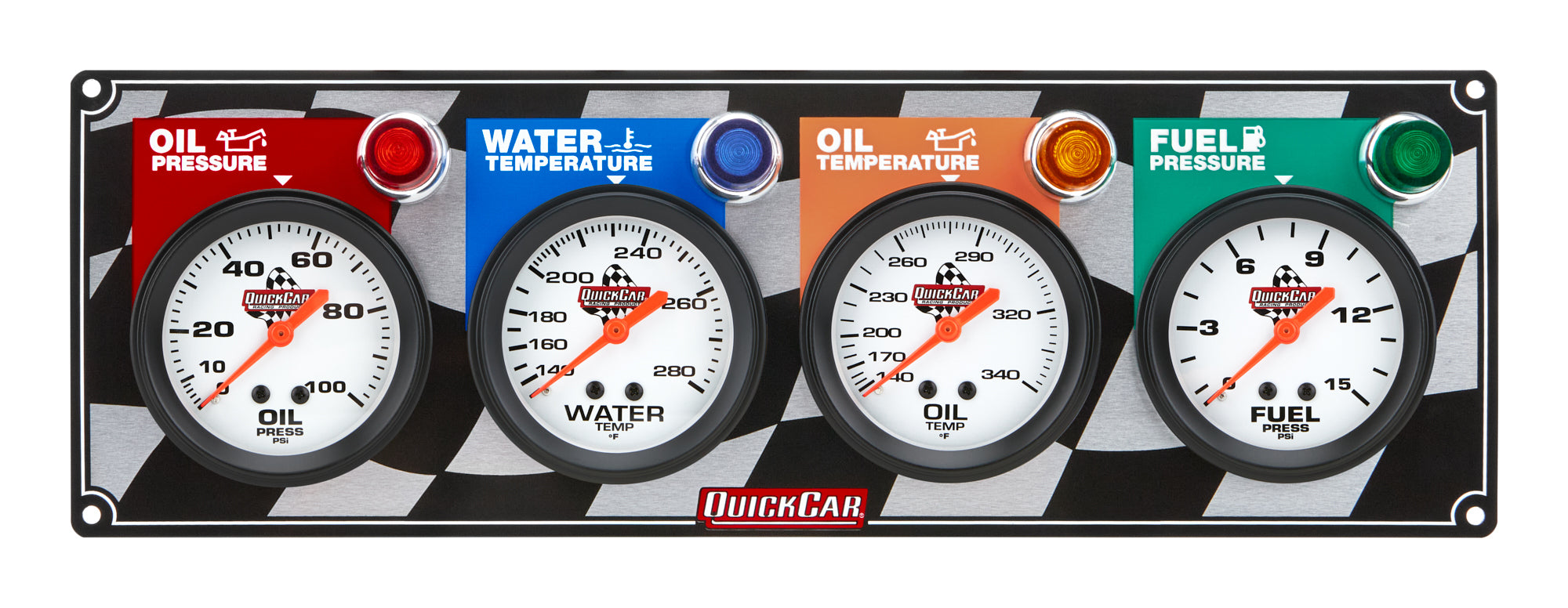Quickcar Racing 61-6021 4 Gauge Panel OP/WT/OT/ FP Quickcar Racing 61-6021