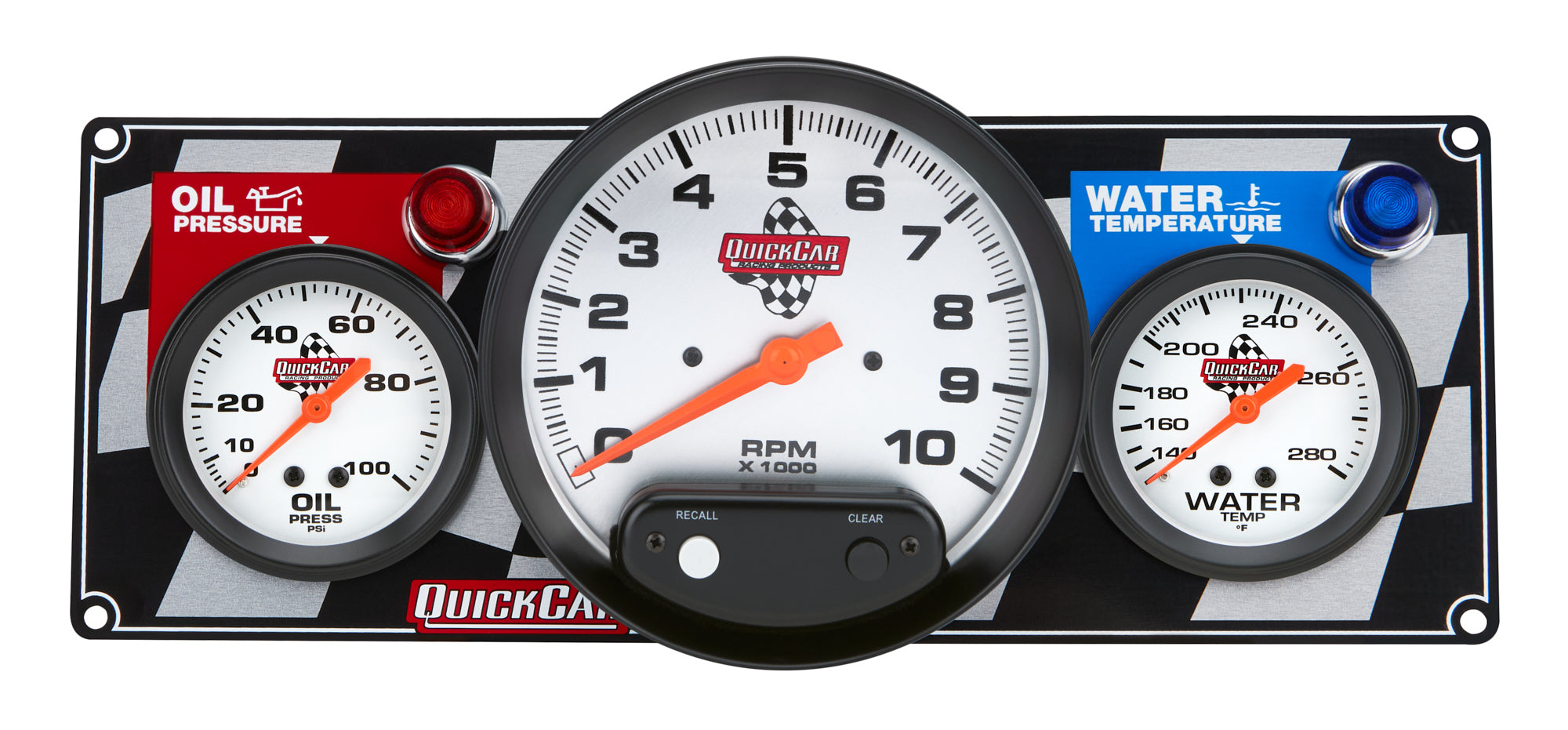 Quickcar Racing 61-6031 2-1 Gauge Panel Tach OP/WT Quickcar Racing 61-6031