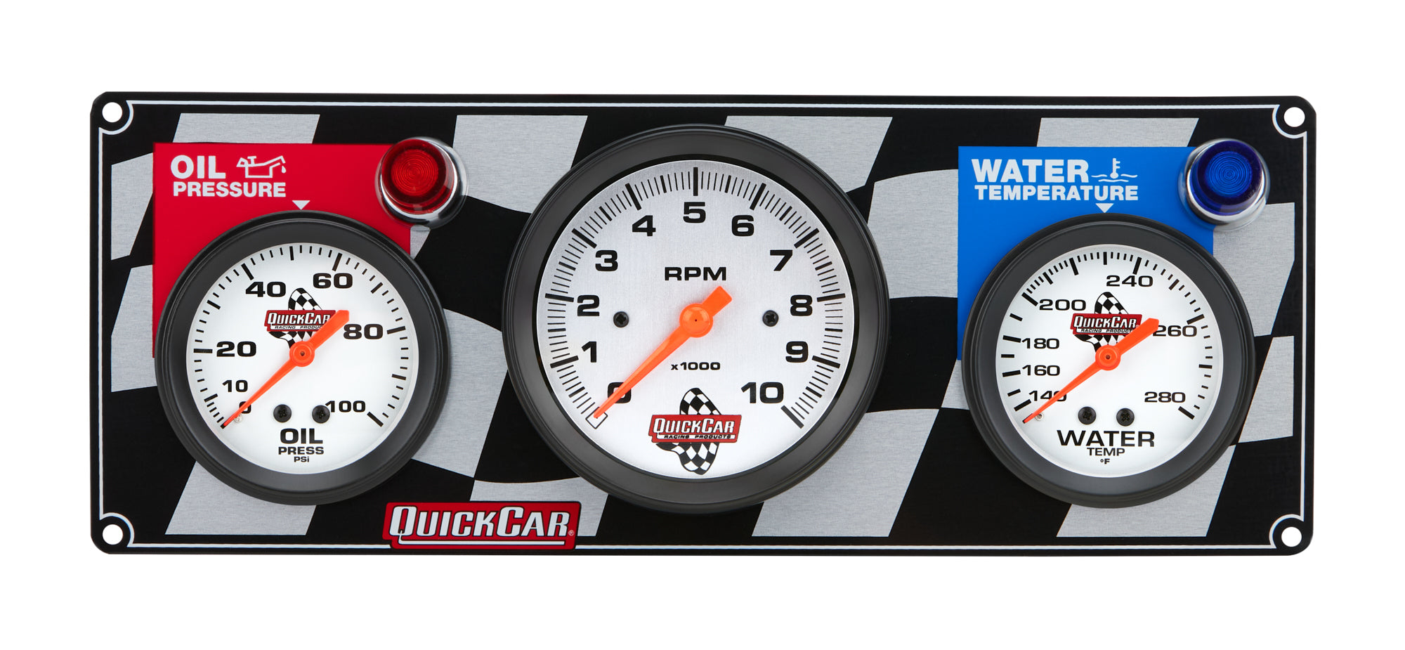Quickcar Racing 61-60313 Gauge Panel OP/WT W/Tach Quickcar Racing 61-60313