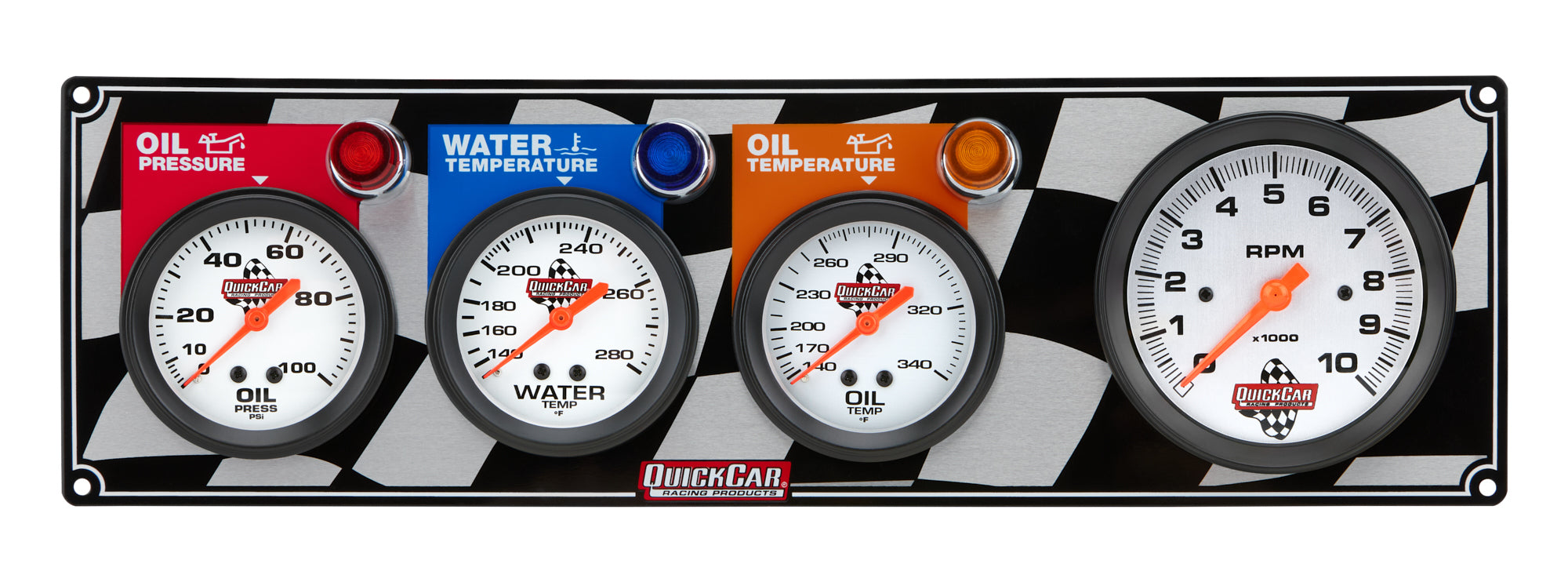 Quickcar Racing 61-60413 Gauge Panel OP/WT/OT w/ Tach Quickcar Racing 61-60413