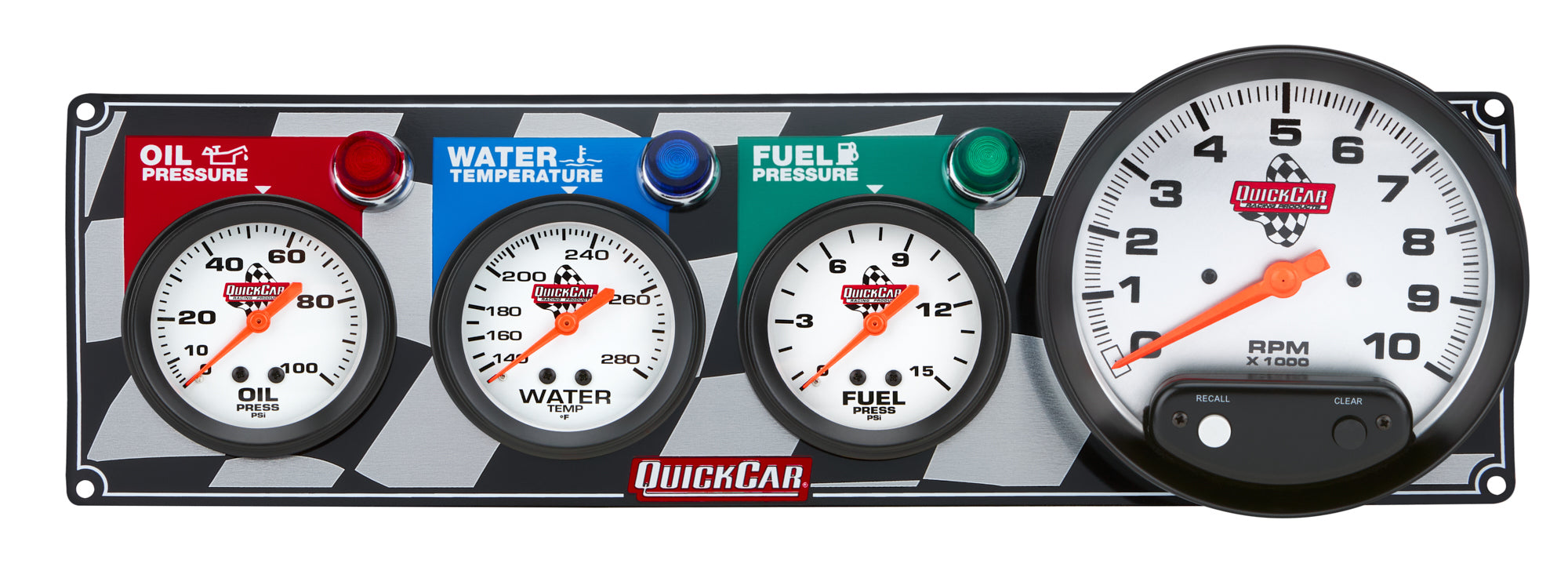 Quickcar Racing 61-6042 3-1 Gauge Panel OP-WT-FP-Tach Quickcar Racing 61-6042