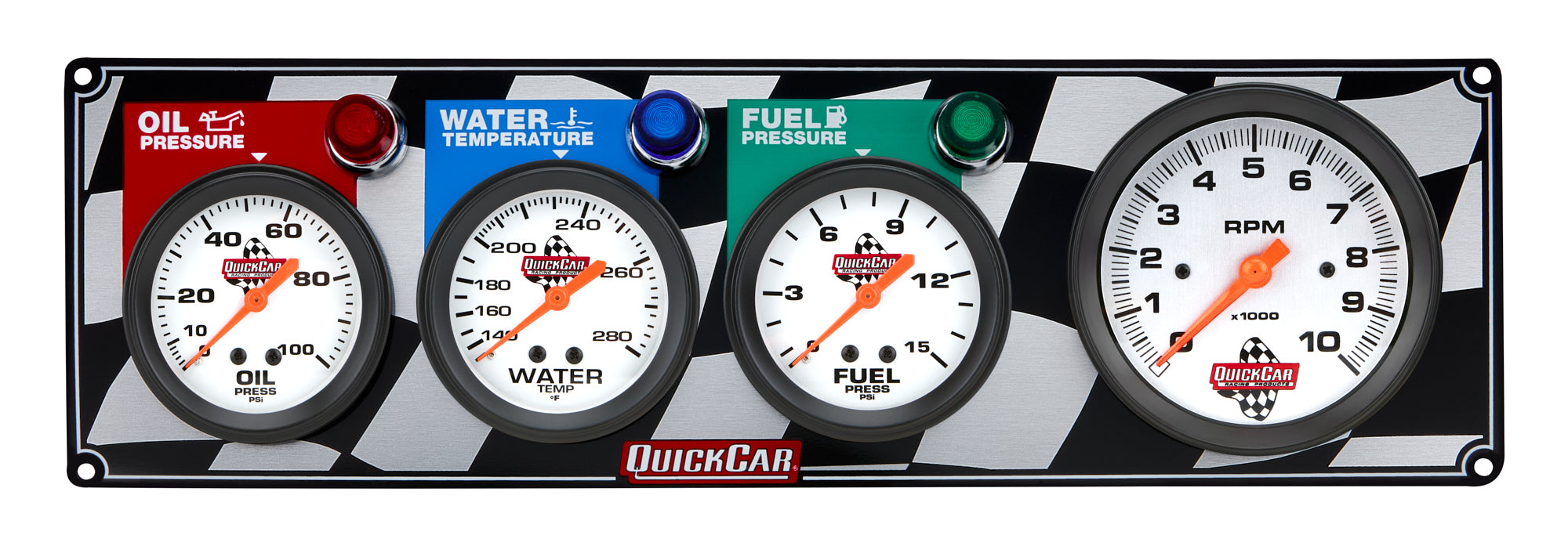 Quickcar Racing 61-60423 Gauge Panel OP/WT/FP w/Tach Quickcar Racing 61-60423