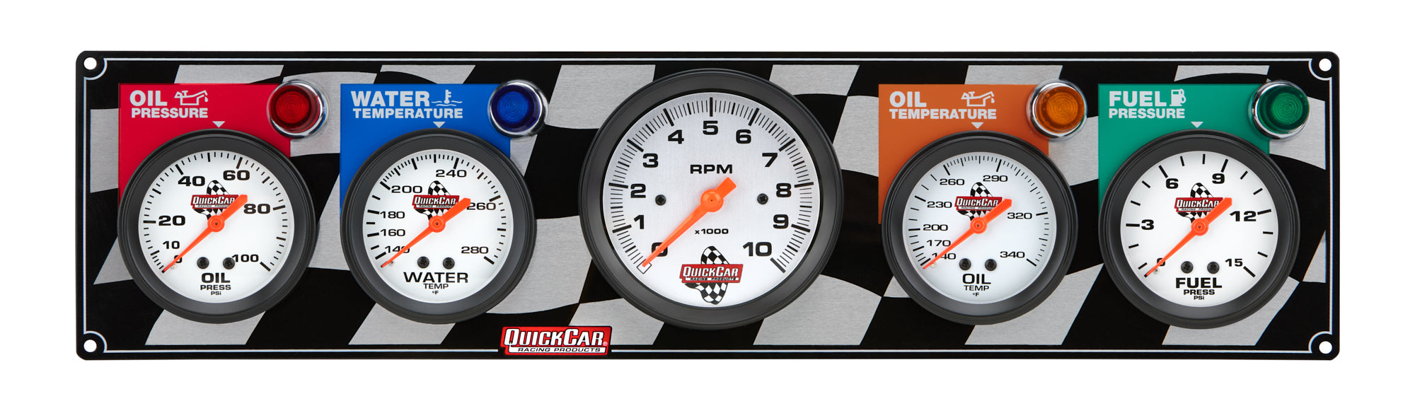 Quickcar Racing 61-60513 Gauge Panel OP/WT/OT/FP w/Tach Quickcar Racing 61-60513
