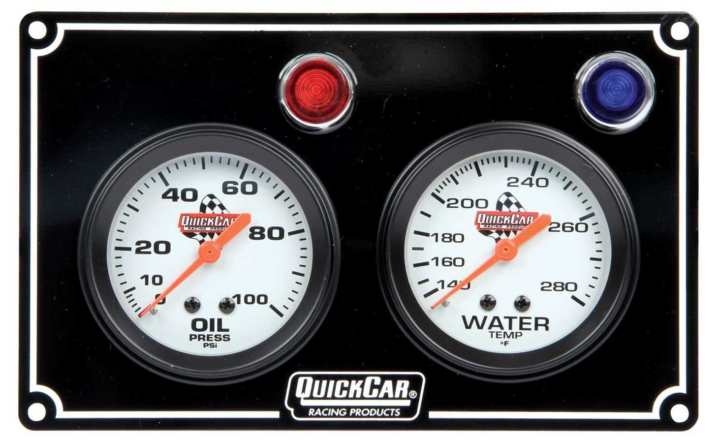 Quickcar Racing 61-6701 2 Gauge Panel  OP/WT Black Quickcar Racing 61-6701