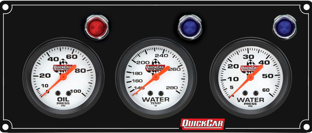 Quickcar Racing 61-6716 3 Gauge Panel OP/WT/WP Black Quickcar Racing 61-6716