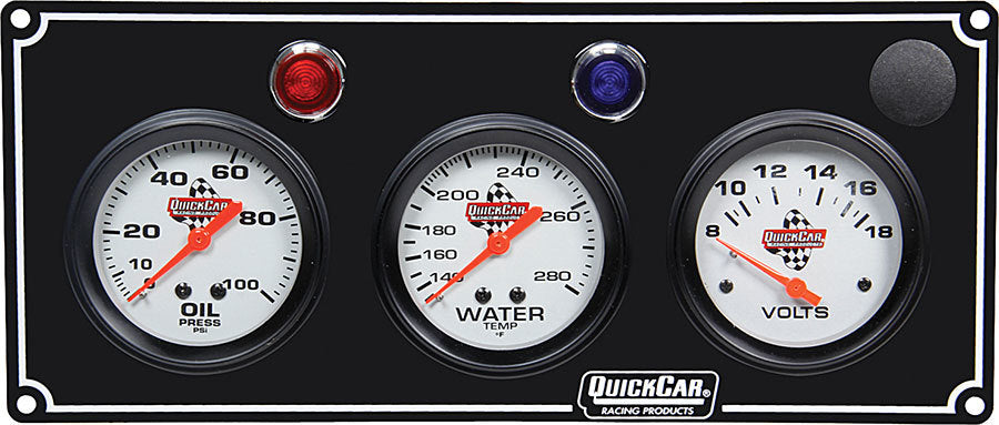 Quickcar Racing 61-6717 3 Gauge Panel OP/WT/Volt Black Quickcar Racing 61-6717