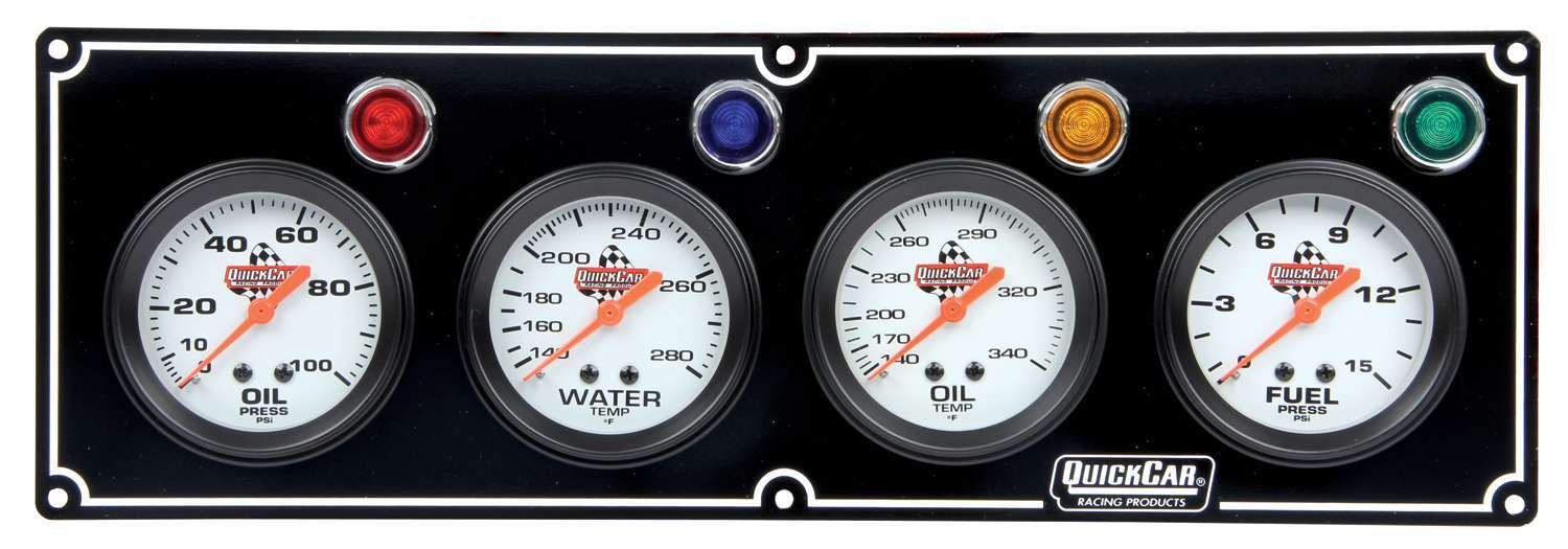 Quickcar Racing 61-6721 4 Gauge Panel  OP/WT/OT/ FP Black Quickcar Racing 61-6721
