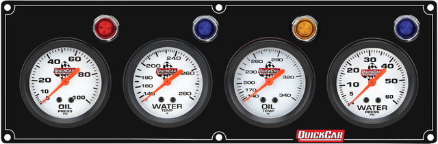 Quickcar Racing 61-6723 4 Gauge Panel OP/WT//OT/WP Black Quickcar Racing 61-6723