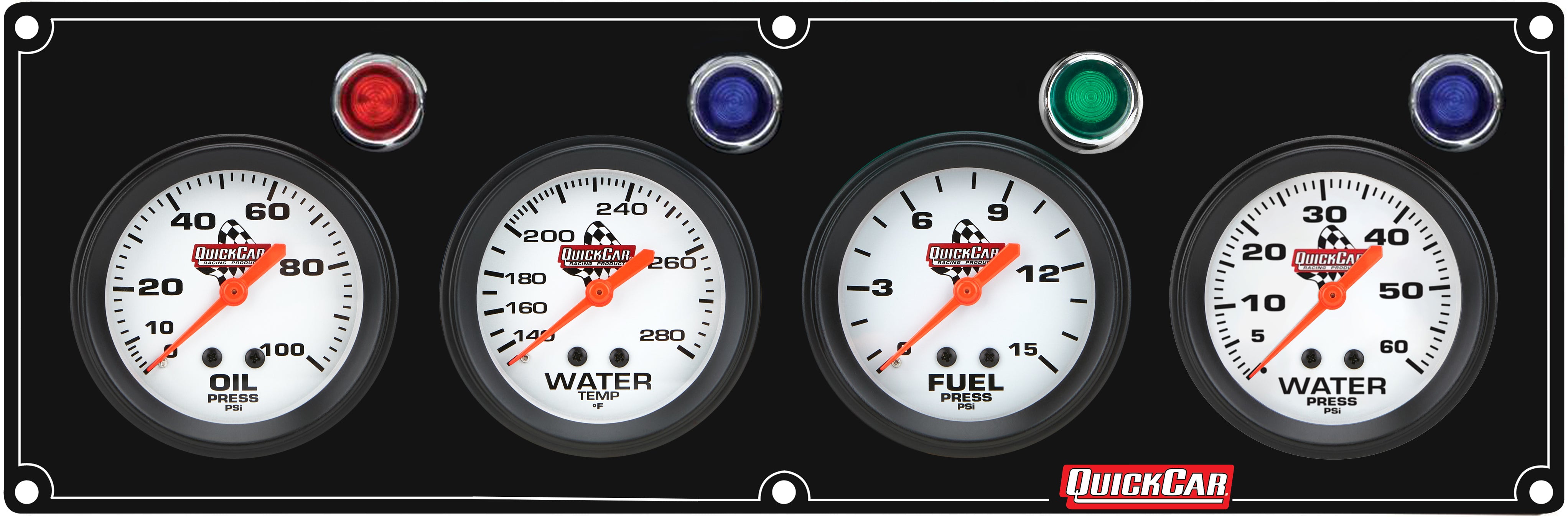 Quickcar Racing 61-6726 4 Gauge Panel OP/WT/FP15/WP Black Quickcar Racing 61-6726