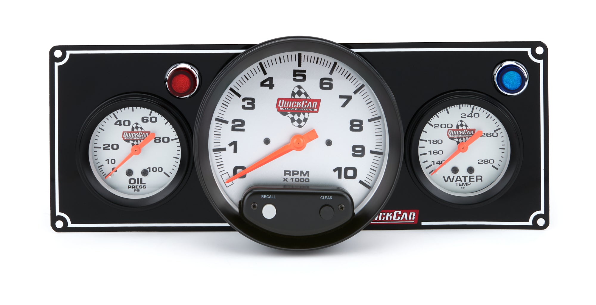 Quickcar Racing 61-6731 2-1 Gauge Panel OP/WT w/ 5in Tach Black Quickcar Racing 61-6731
