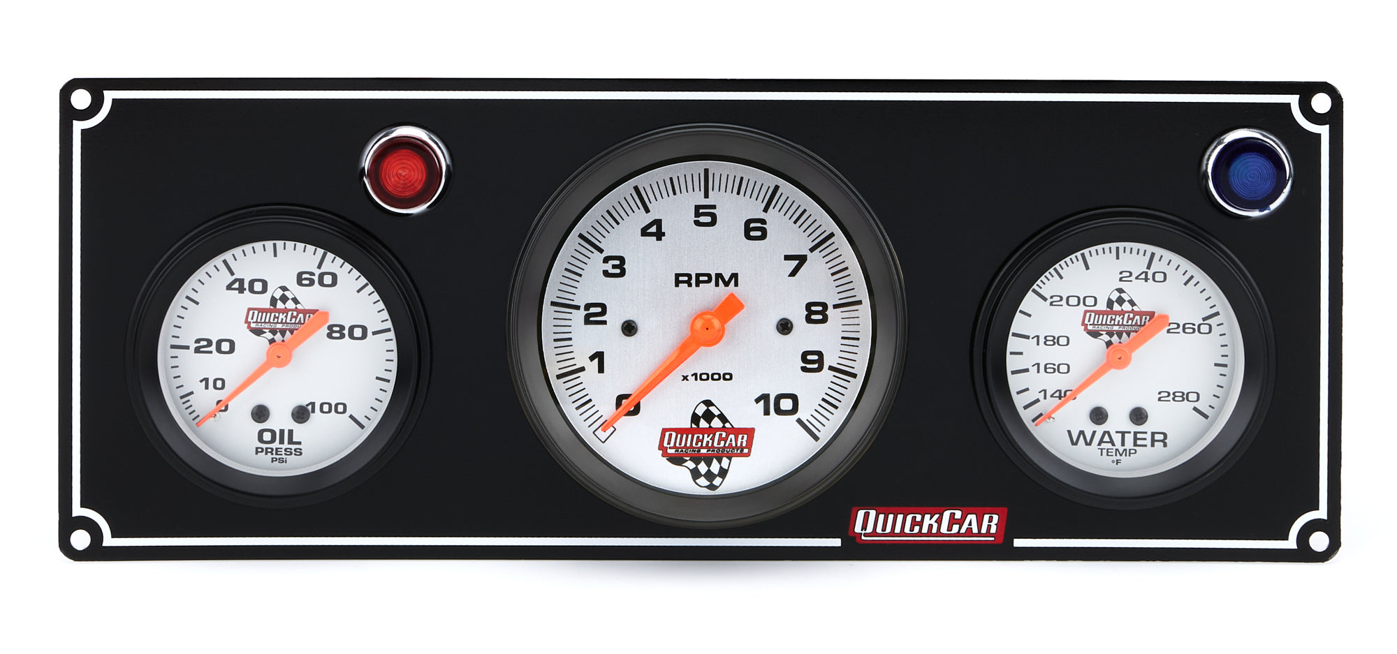 Quickcar Racing 61-67313 2-1 Gauge Panel OP/WT w/ 3in Tach Black Quickcar Racing 61-67313