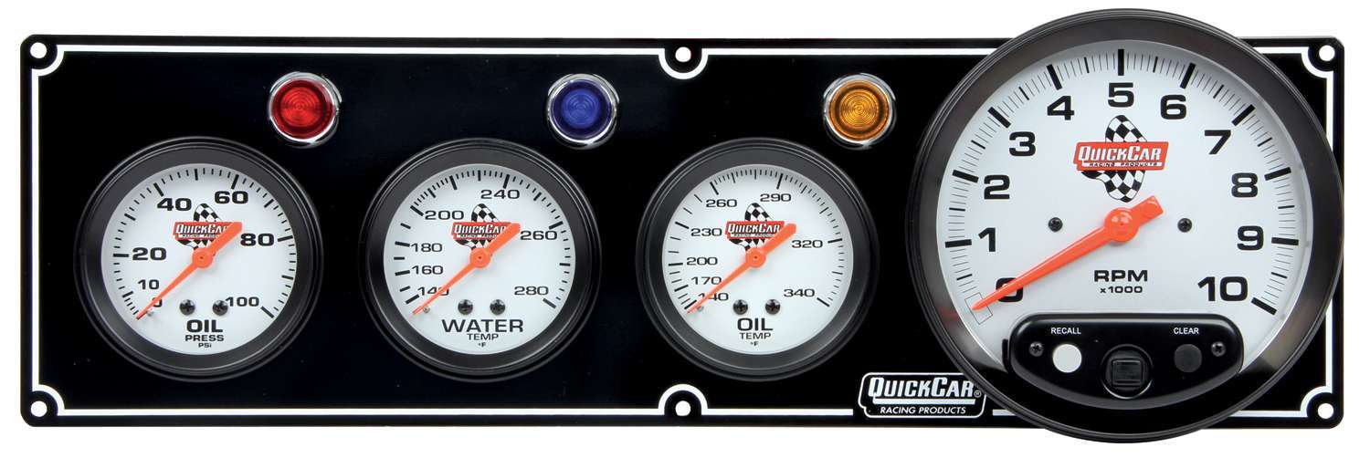 Quickcar Racing 61-6741 3-1 Gauge Panel OP/WT/OT w/5in Tach Black Quickcar Racing 61-6741