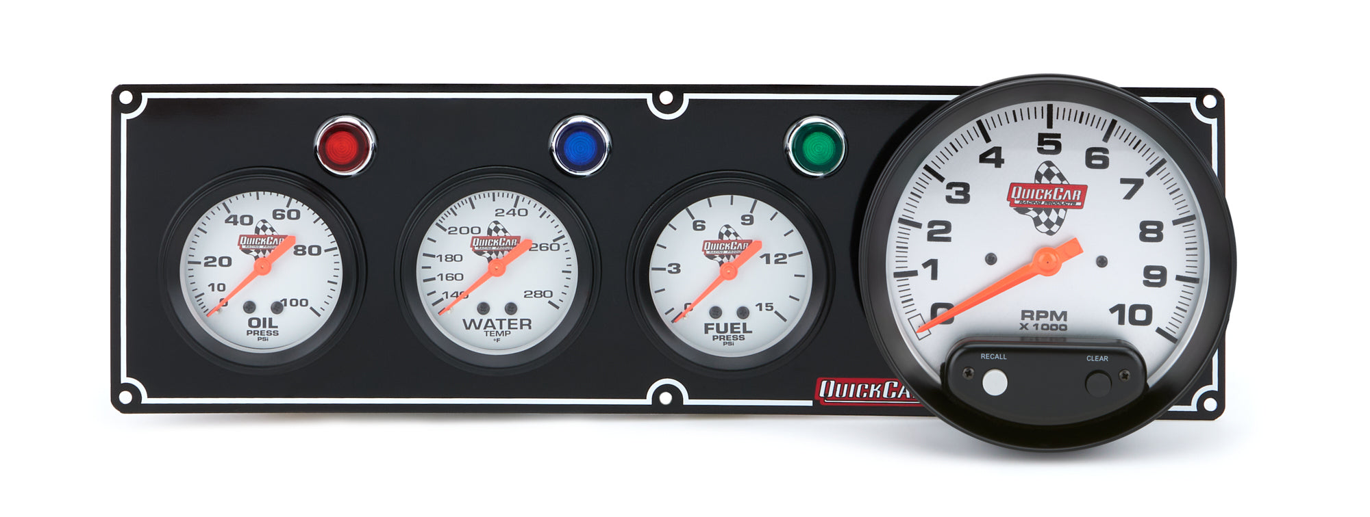 Quickcar Racing 61-6742 3-1 Gauge Panel OP/WT/FP w/5in Tach Black Quickcar Racing 61-6742