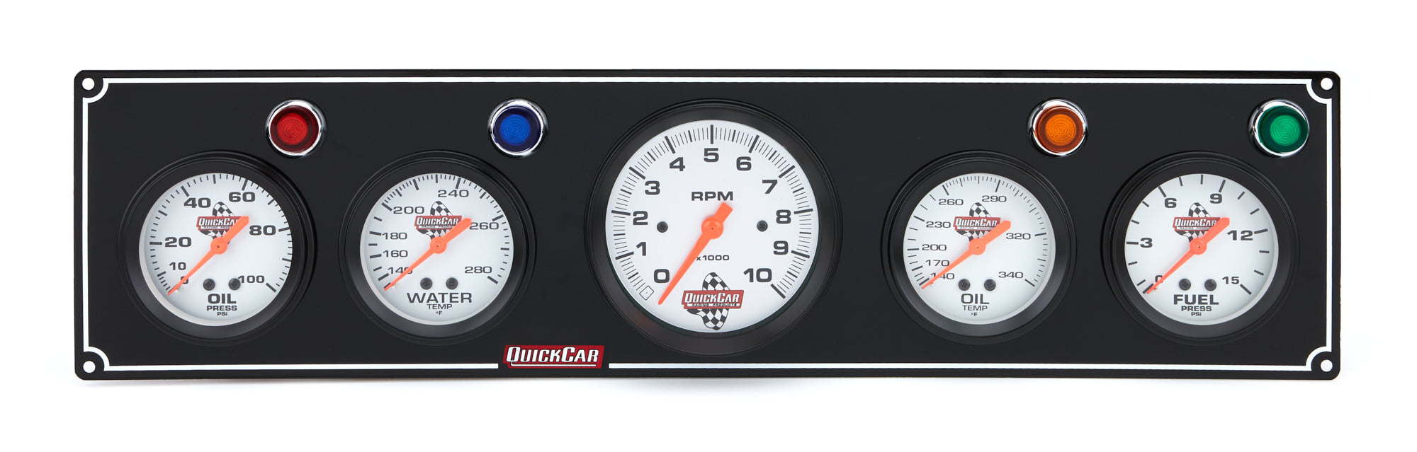 Quickcar Racing 61-67513 3-1 Gauge Panel OP/WT/OP /FP w/3-3/8in Tach Black Quickcar Racing 61-67513
