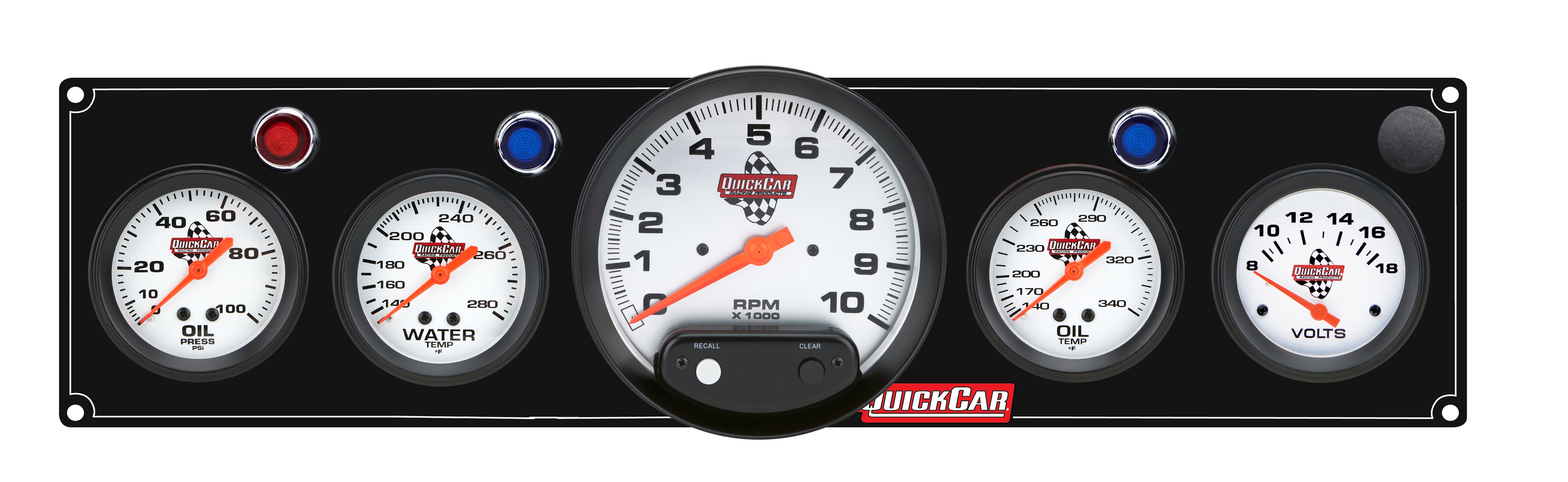 Quickcar Racing 61-6757 4-1 Gauge Panel OP/WT/OT/VT Black Quickcar Racing 61-6757