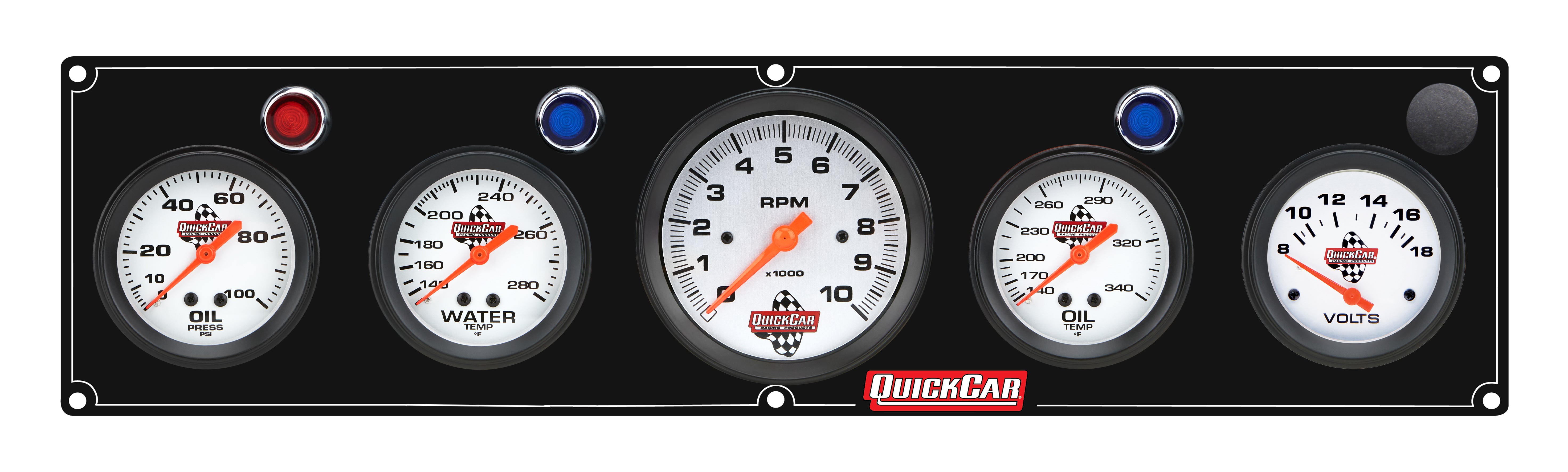Quickcar Racing 61-67573 4-1 Gauge Panel OP/WT/OT/VT Black Quickcar Racing 61-67573