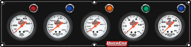 Quickcar Racing 61-6766 5 Gauge Panel OP/WT/OT/FP15/WP Black Quickcar Racing 61-6766