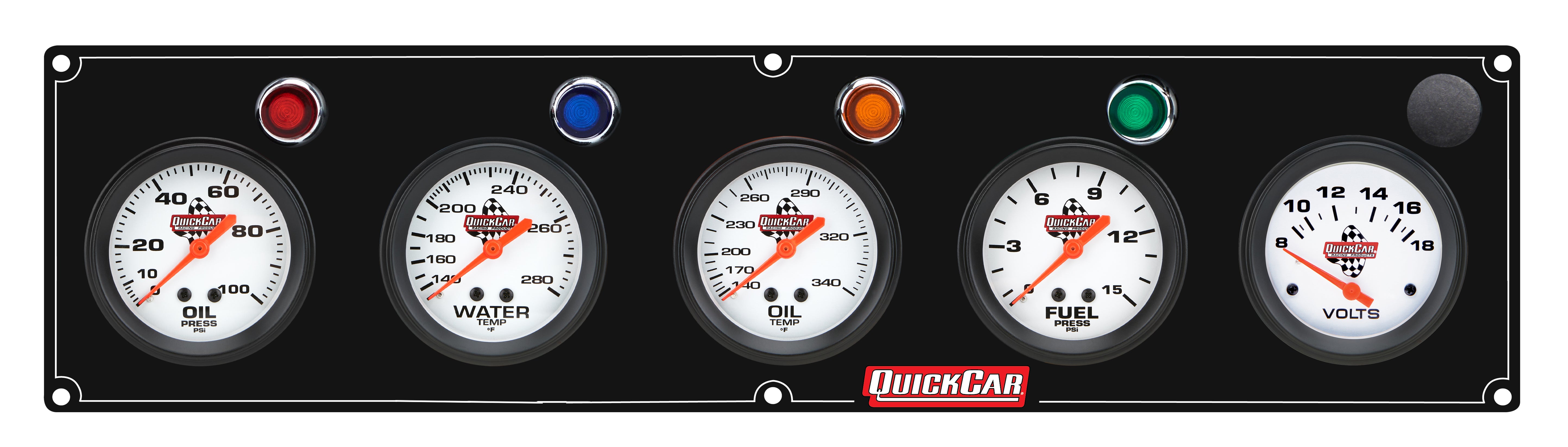 Quickcar Racing 61-6767 5 Gauge Panel OP/WT/OT/FP15/VT Black Quickcar Racing 61-6767