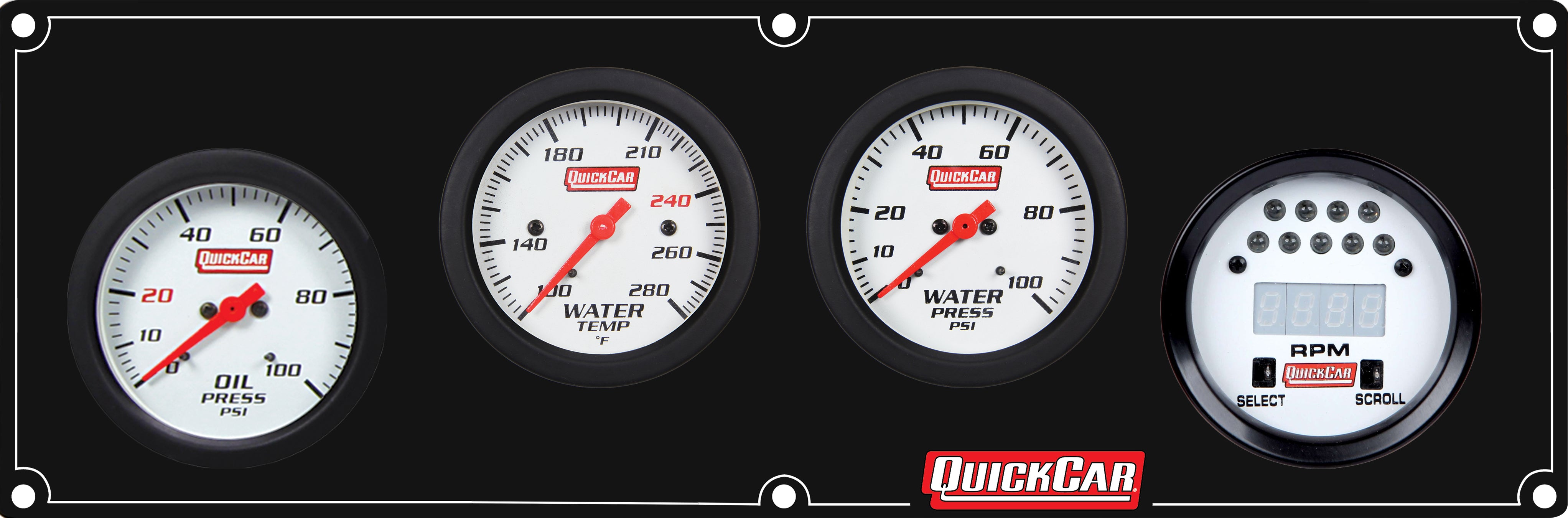 Quickcar Racing 61-7046 Extreme 3-1 Panel w/Tach OP/WT/WP Black Quickcar Racing 61-7046