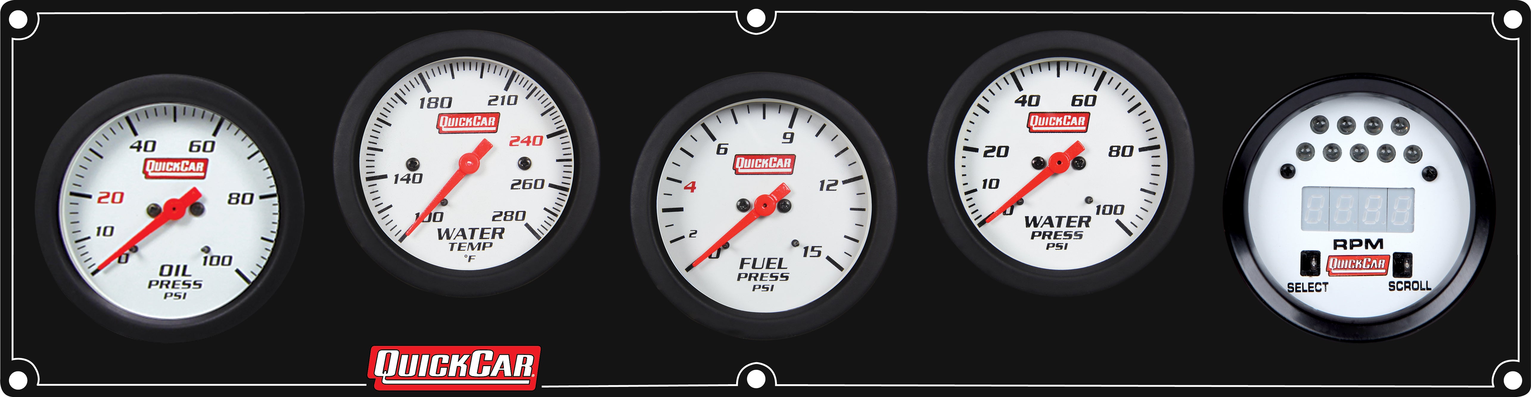 Quickcar Racing 61-7052 Extreme 4-1 Panel w/Tach OP/WT/FP15/WP Black Quickcar Racing 61-7052