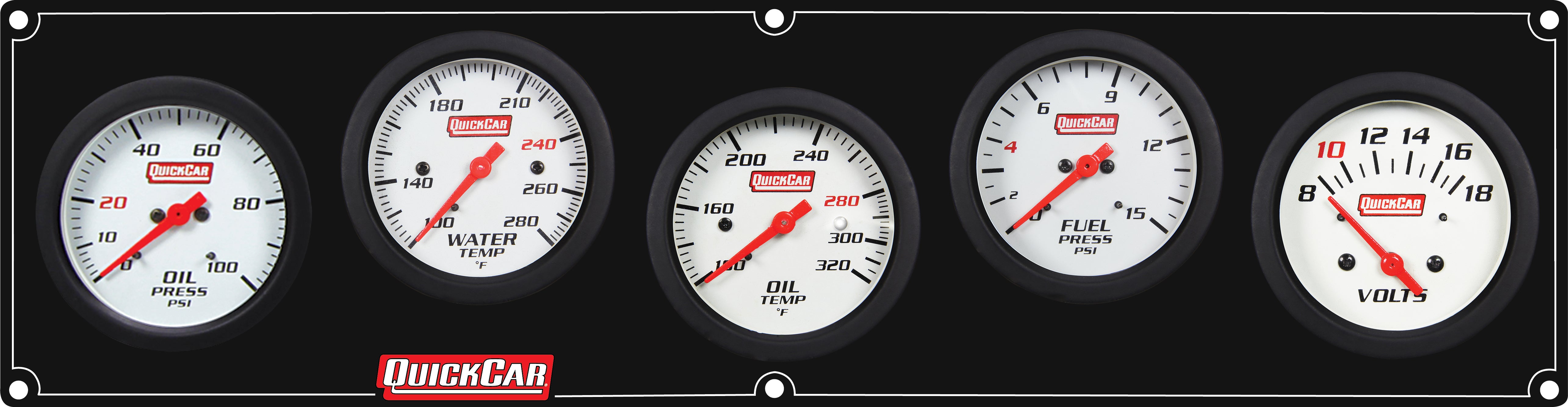 Quickcar Racing 61-7067 Extreme 5 Panel w/Tach OP/WT/OT/FP15/VT Black Quickcar Racing 61-7067