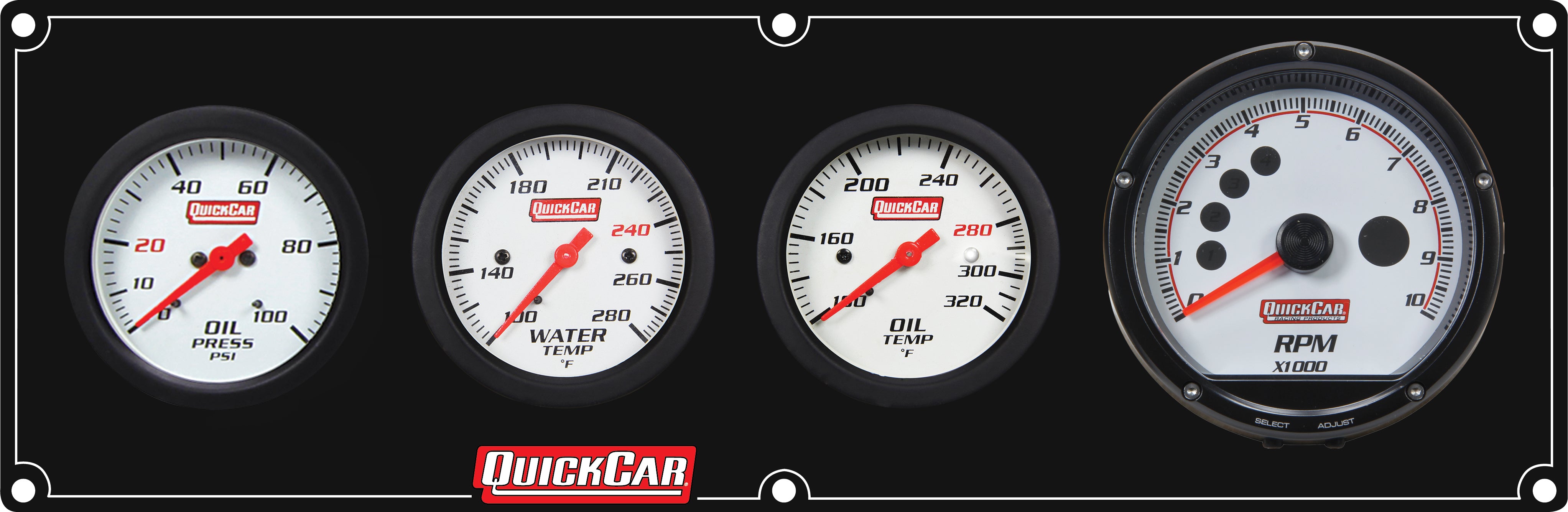 Quickcar Racing 61-7341 Extreme 3-1 Panel w/Tach OP/WT/OT Black Quickcar Racing 61-7341