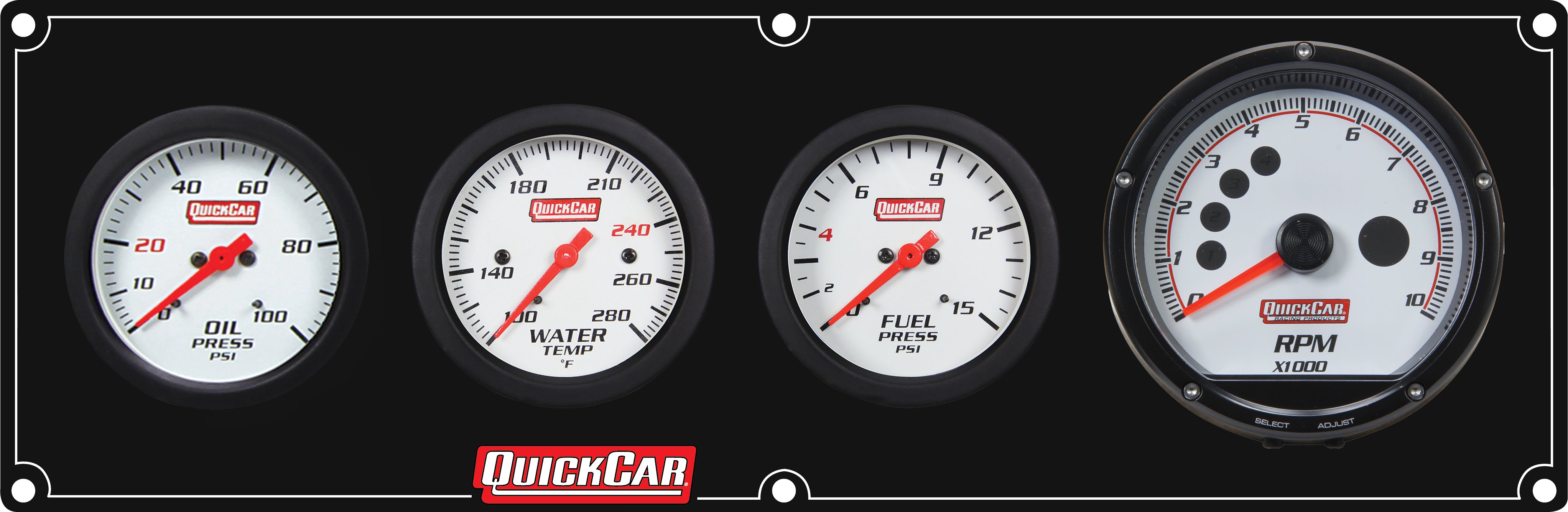 Quickcar Racing 61-7342 Extreme 3-1 Panel w/Tach OP/WT/FP Black Quickcar Racing 61-7342