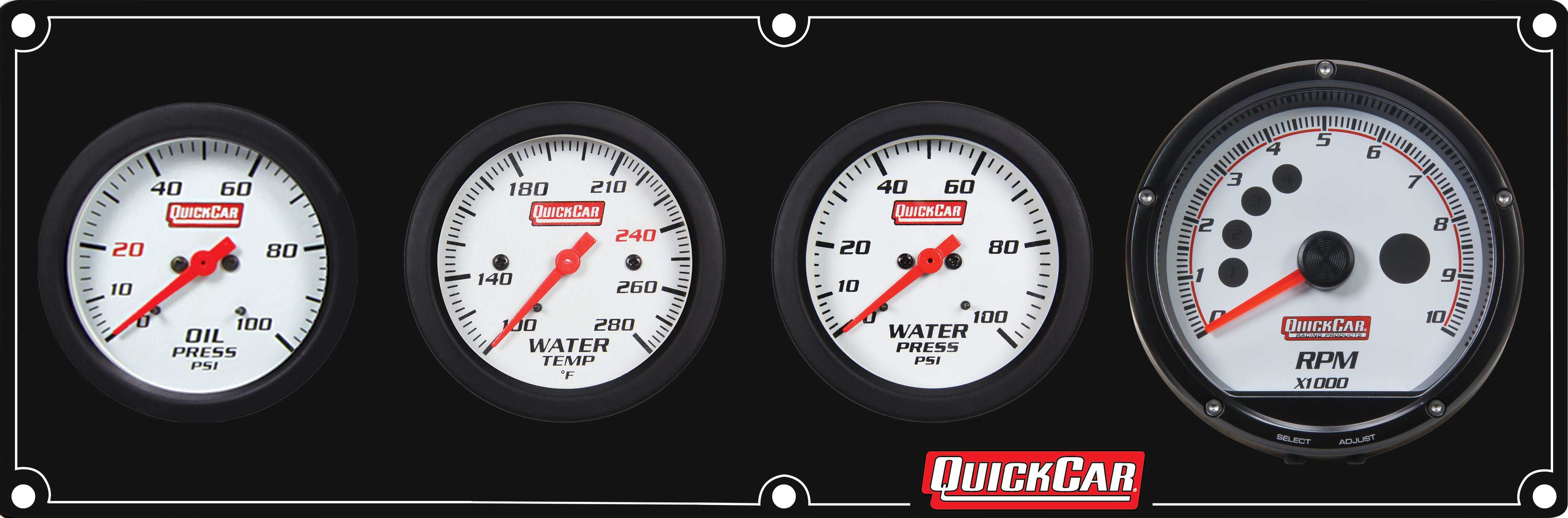 Quickcar Racing 61-7346 Extreme 3-1 Panel w/Tach OP/WT/WP Black Quickcar Racing 61-7346