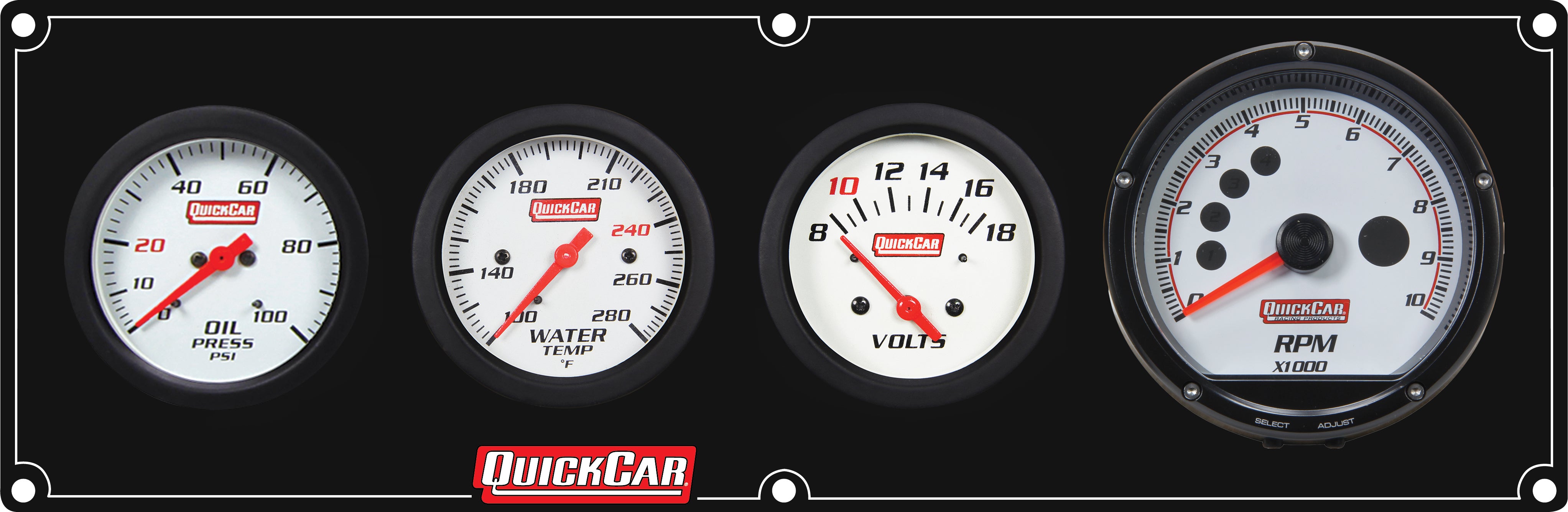 Quickcar Racing 61-7347 Extreme 3-1 Panel w/Tach OP/WT/VT Black Quickcar Racing 61-7347