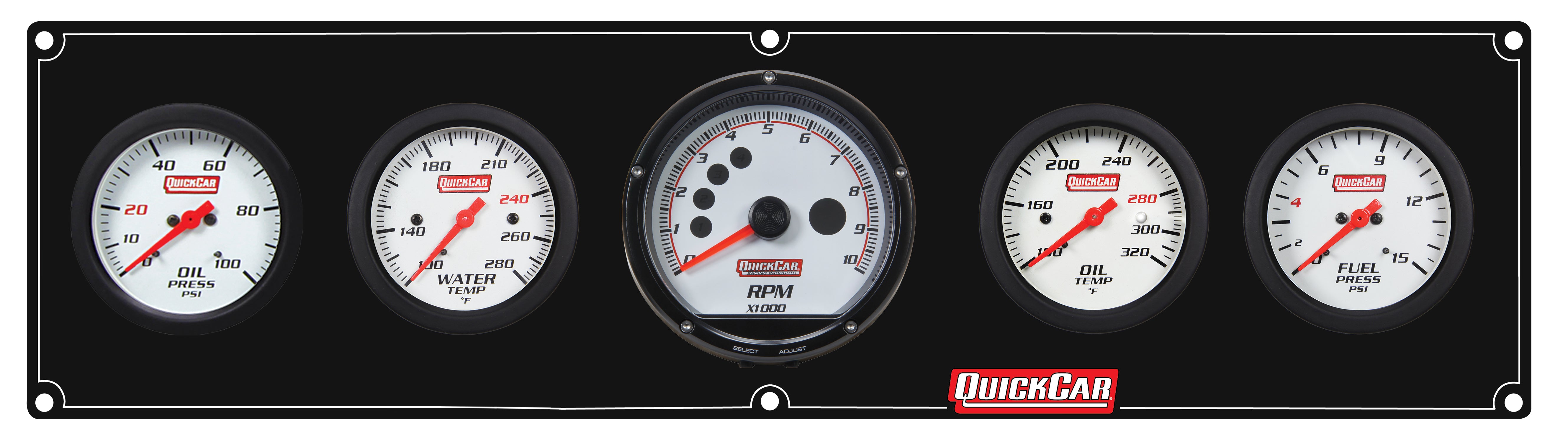Quickcar Racing 61-7351 Extreme 4-1 Panel w/Tach OP/WT/OT/FP15 Black Quickcar Racing 61-7351