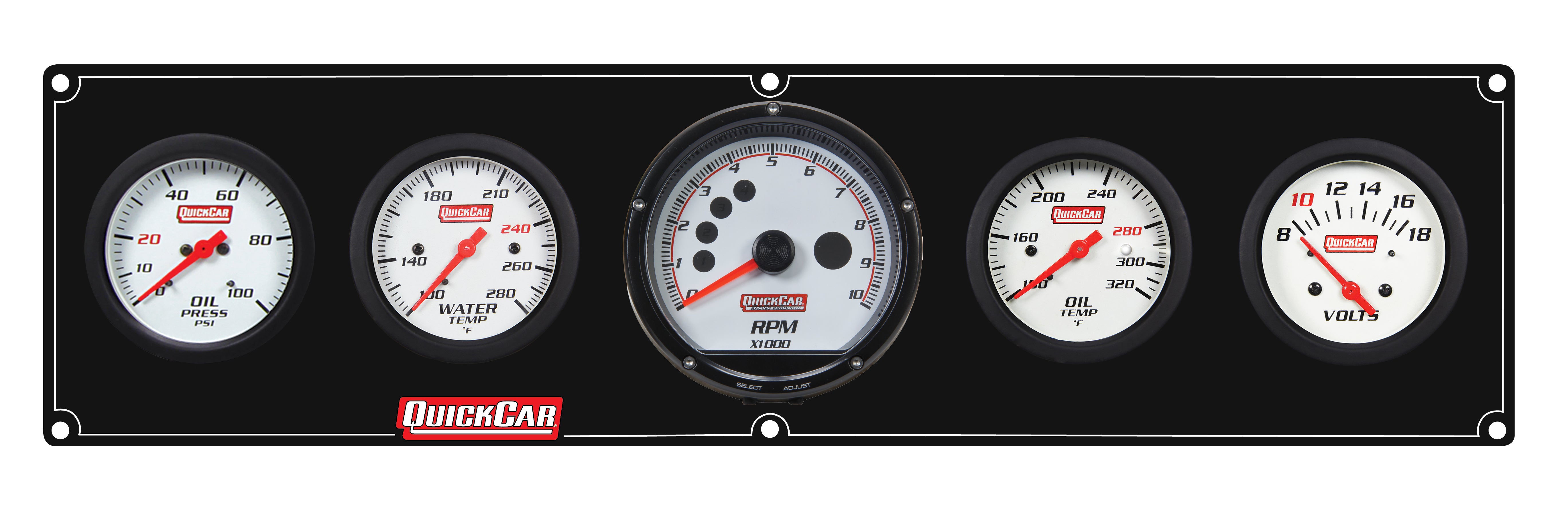Quickcar Racing 61-7357 Extreme 4-1 Panel w/Tach OP/WT/OT/VT Black Quickcar Racing 61-7357