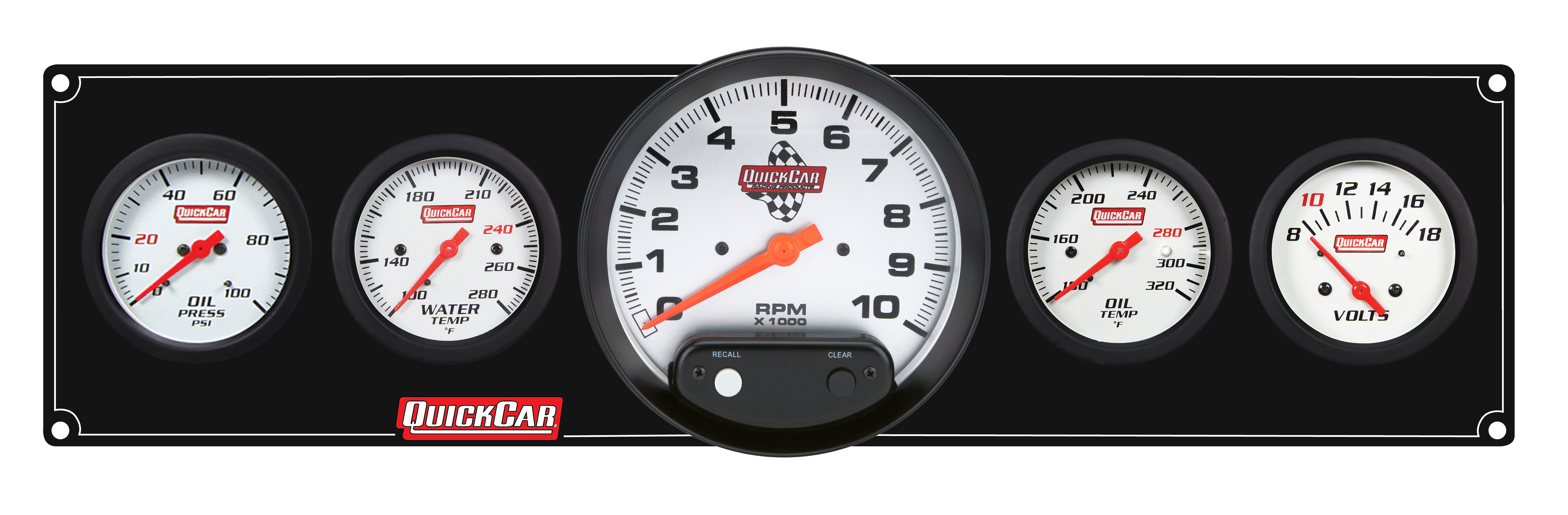 Quickcar Racing 61-7757 Extreme 4-1 Panel w/Tach OP/WT/OT/VT Black Quickcar Racing 61-7757