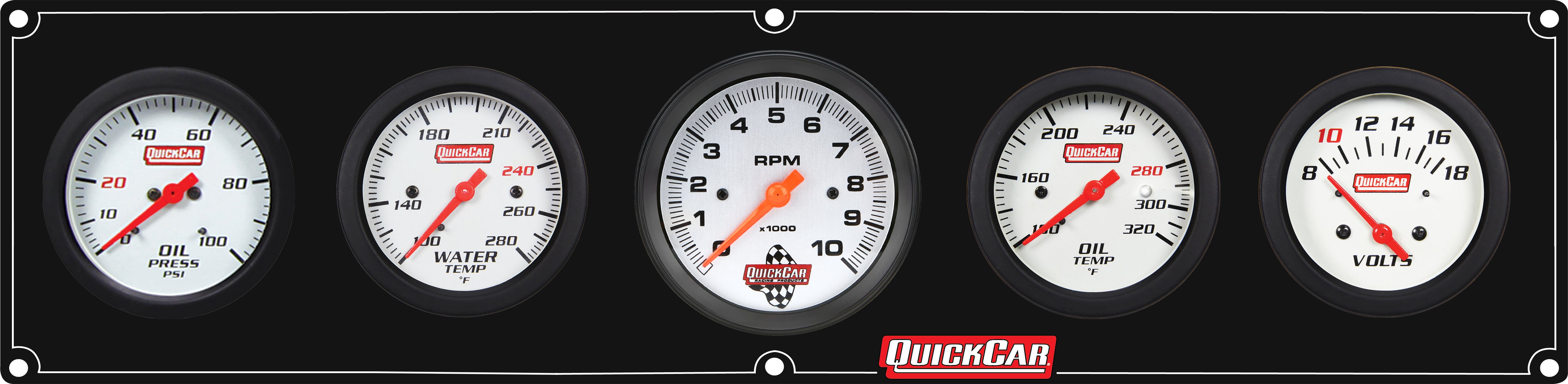 Quickcar Racing 61-77573 Extreme 4-1 Panel w/Tach OP/WT/OT/VT Black Quickcar Racing 61-77573