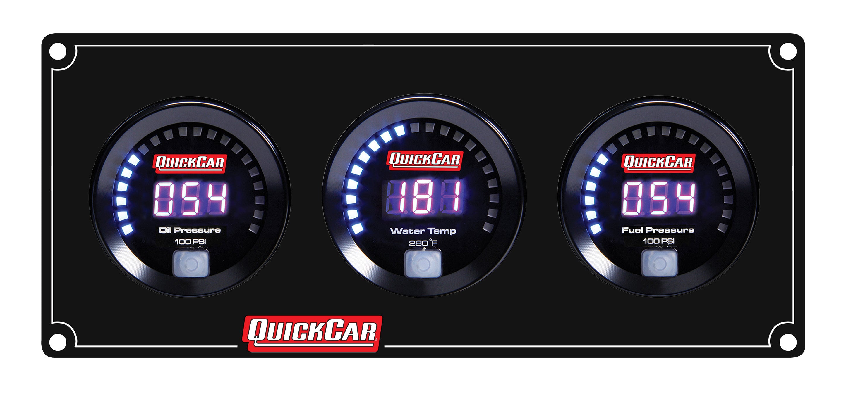 Quickcar Racing 67-3018 Digital 3 Gauge Panel OP /WT/FP100 Quickcar Racing 67-3018