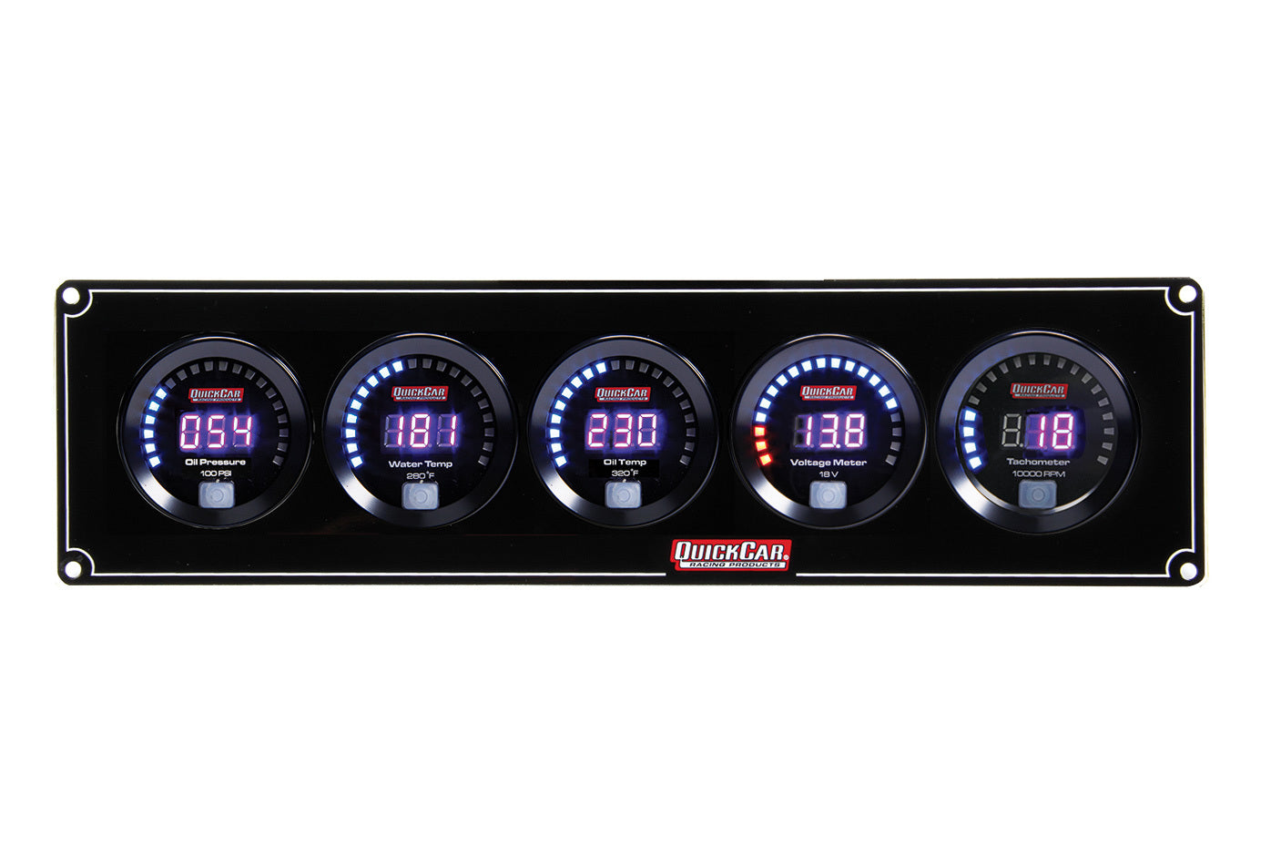 Quickcar Racing 67-4057 Digital 4-1 Gauge Panel OP/WT/OT/Volt w/Tach Quickcar Racing 67-4057