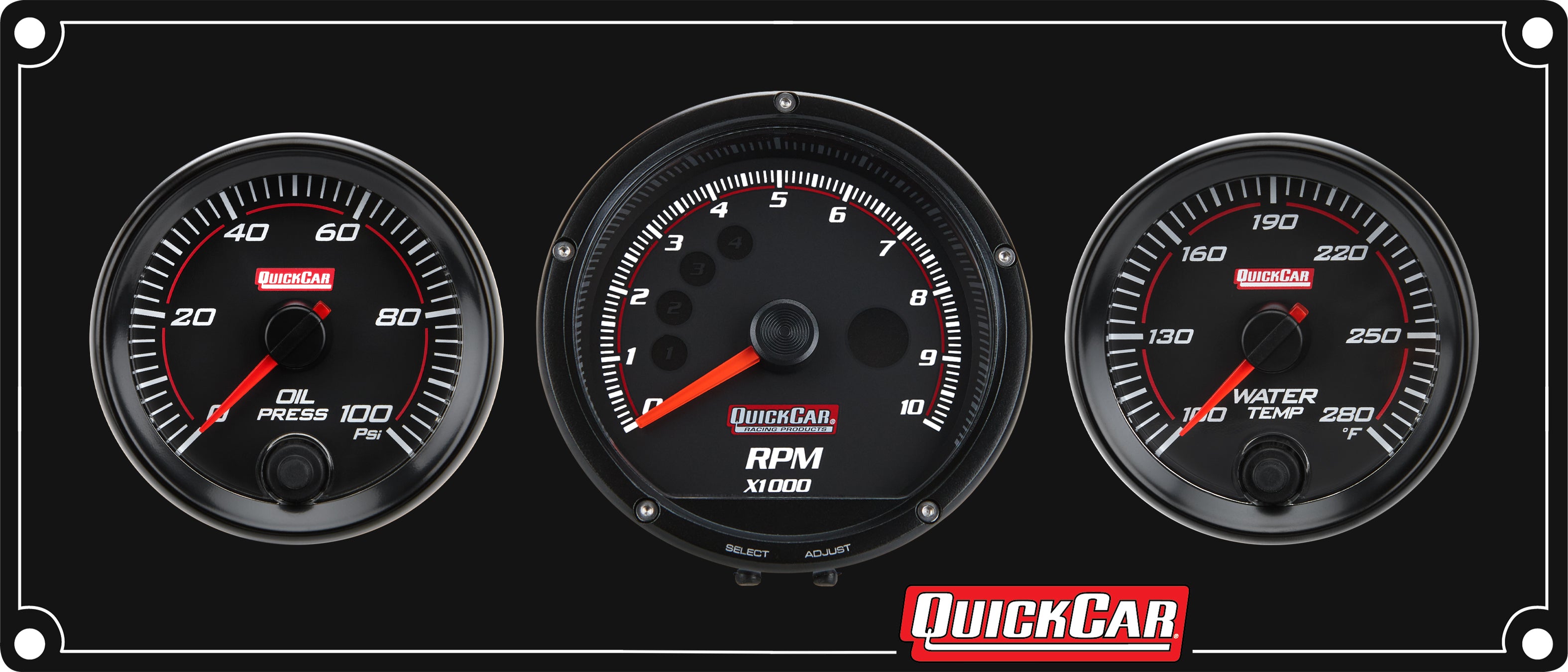 Quickcar Racing 69-2031 Redline 2-1 Gauge Panel OP/WT w/Recall Tach Quickcar Racing 69-2031