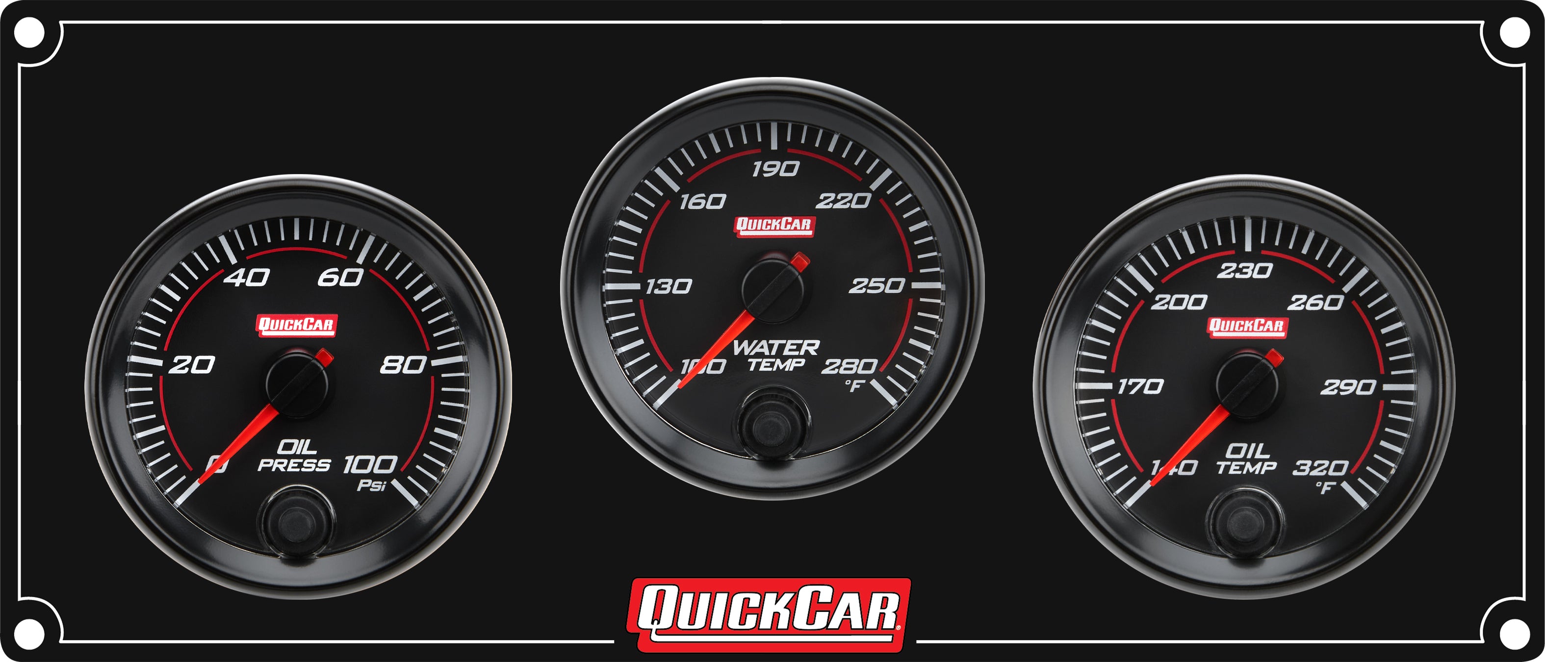 Quickcar Racing 69-3011 Redline 3 Gauge Panel OP/WT/OT Quickcar Racing 69-3011