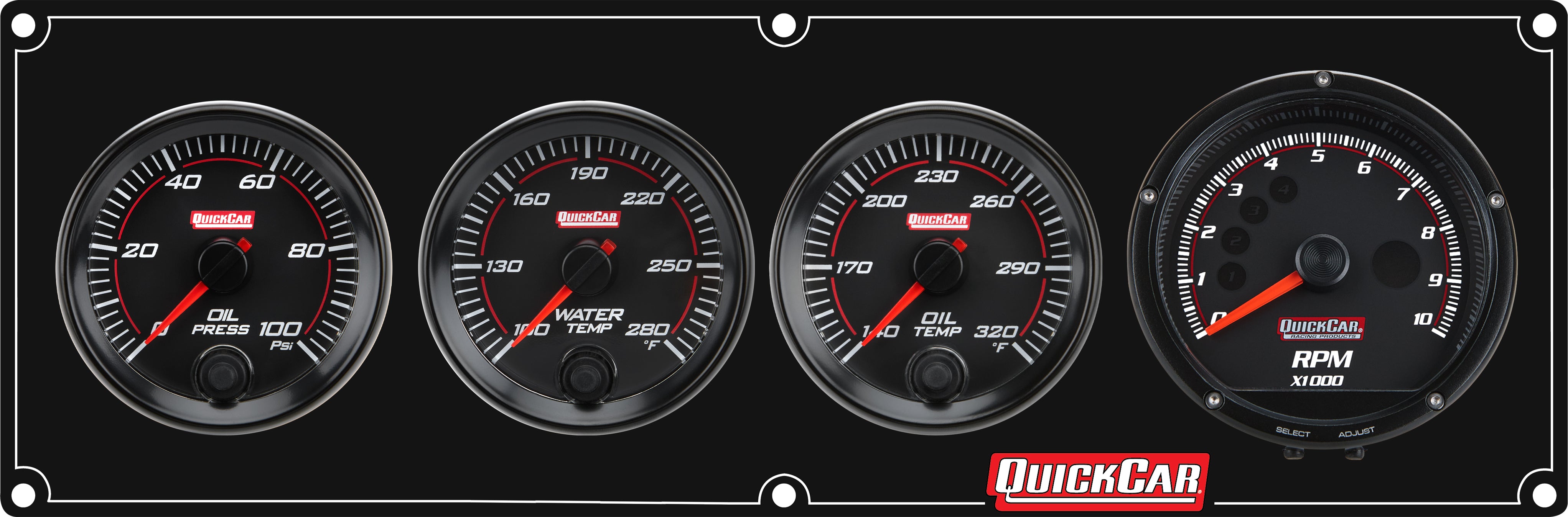 Quickcar Racing 69-3041 Redline 3-1 Gauge Panel OP/WT/OT w/Recall Tach Quickcar Racing 69-3041