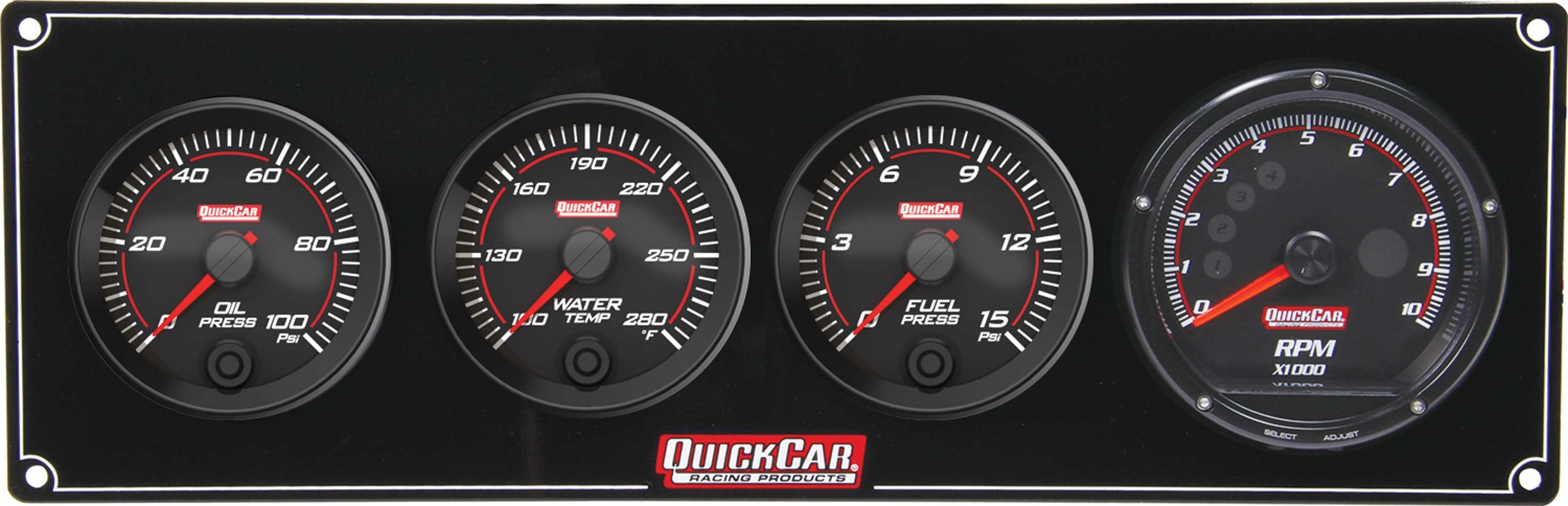 Quickcar Racing 69-3042 Redline 3-1 Gauge Panel OP/WT/FP w/Recall Tach Quickcar Racing 69-3042