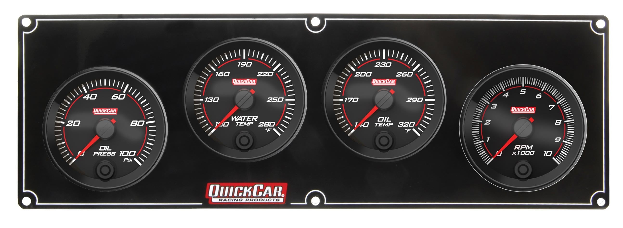 Quickcar Racing 69-3241 Redline 3-1 Gauge Panel OP/WT/OT w/2-5/8in Tach Quickcar Racing 69-3241
