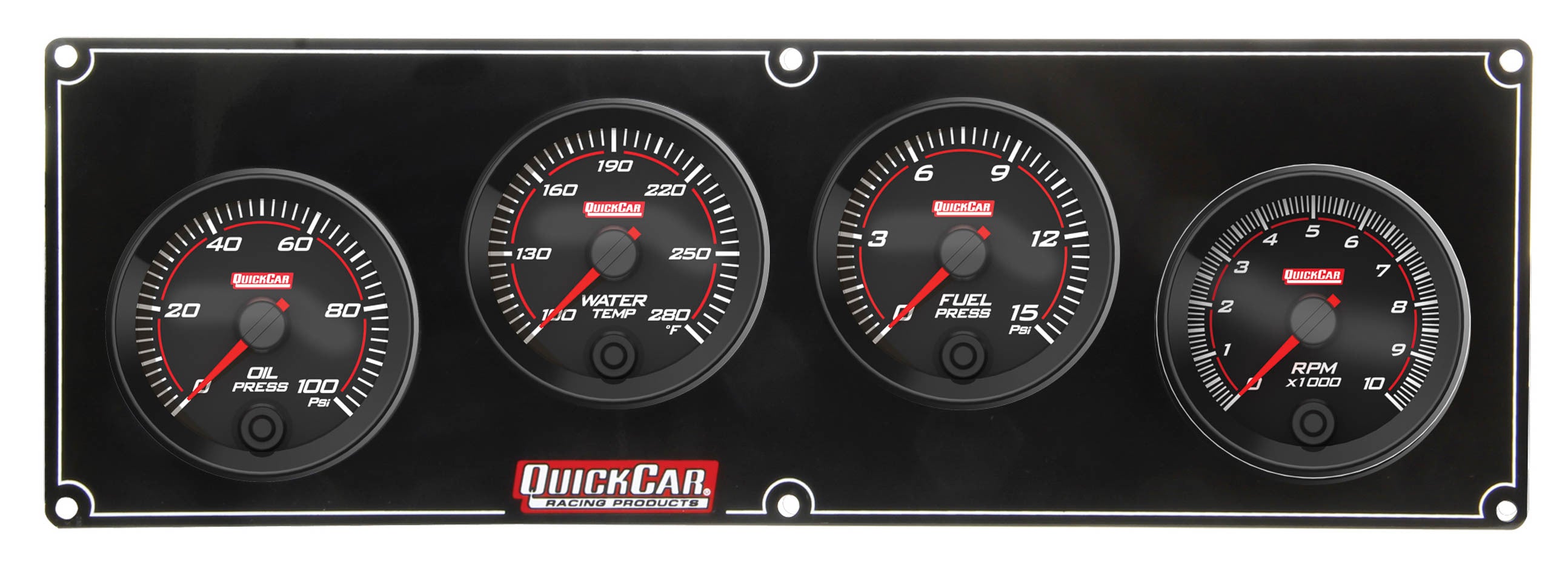Quickcar Racing 69-3242 Redline 3-1 Gauge Panel OP/WT/FP w/2-5/8in Tach Quickcar Racing 69-3242